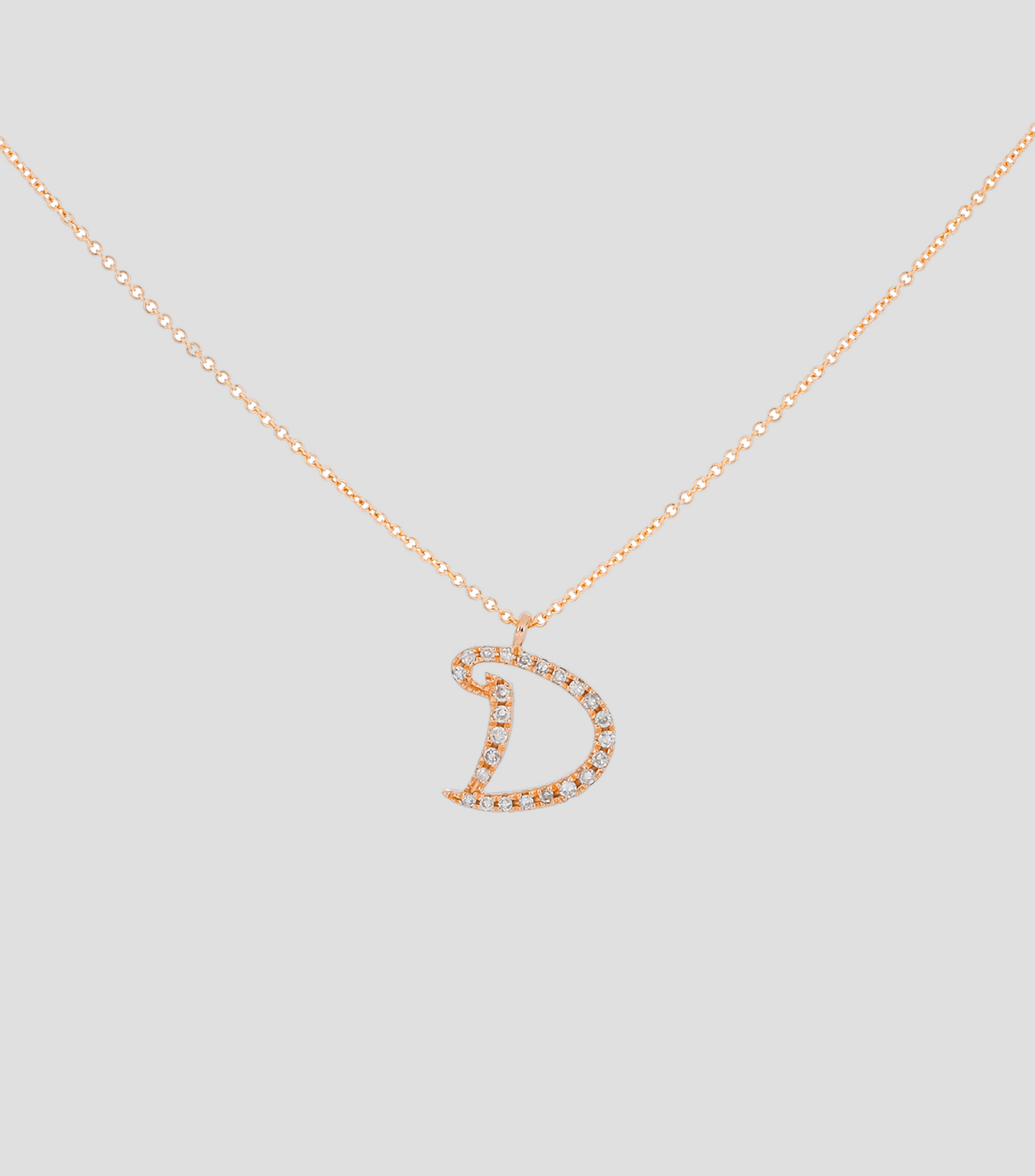 Dije Letra "D" en Oro rosa de 14 kilates Iniciales con diamantes Mujer