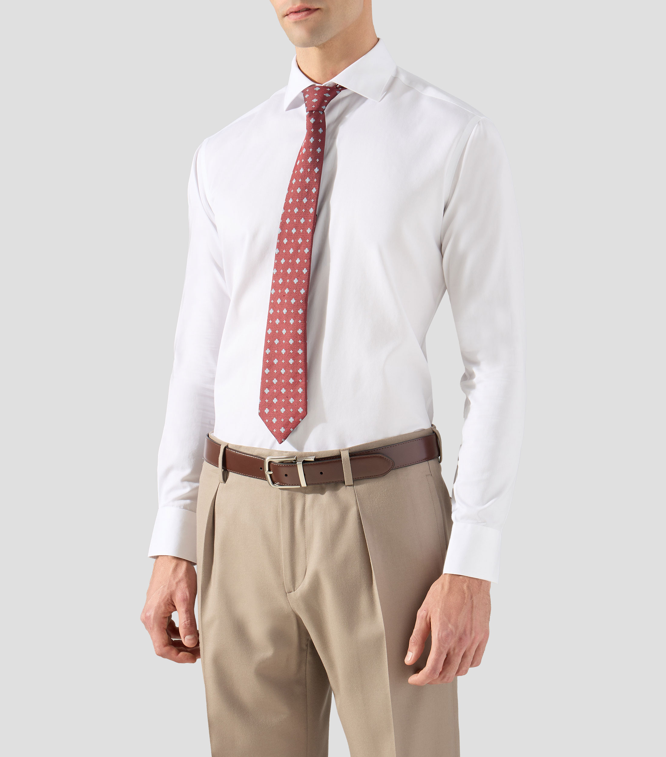 Camisa de vestir lisa con manga larga Hombre