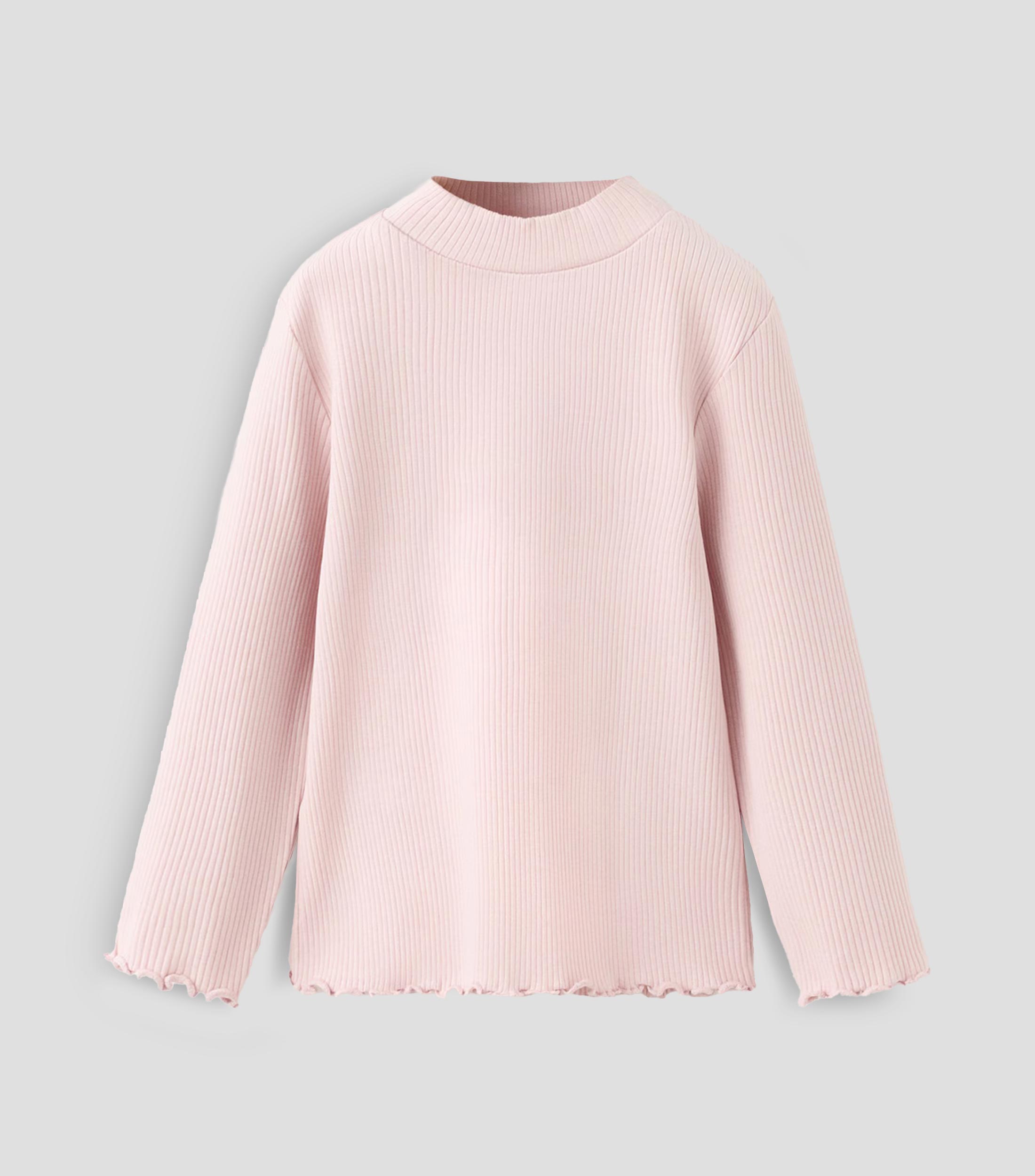 Playera cuello redondo manga larga liso Niña