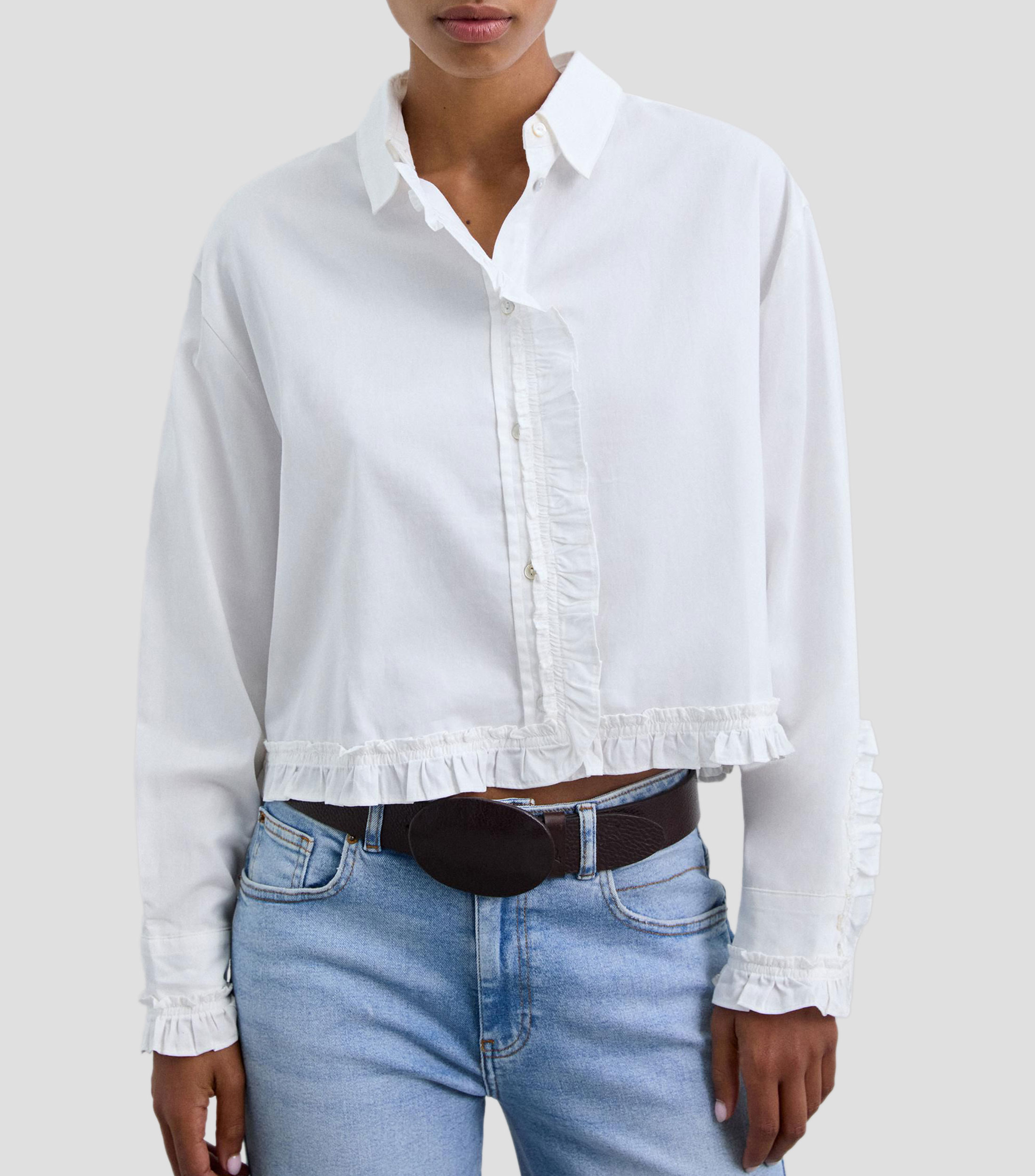 Camisa lisa manga larga Mujer