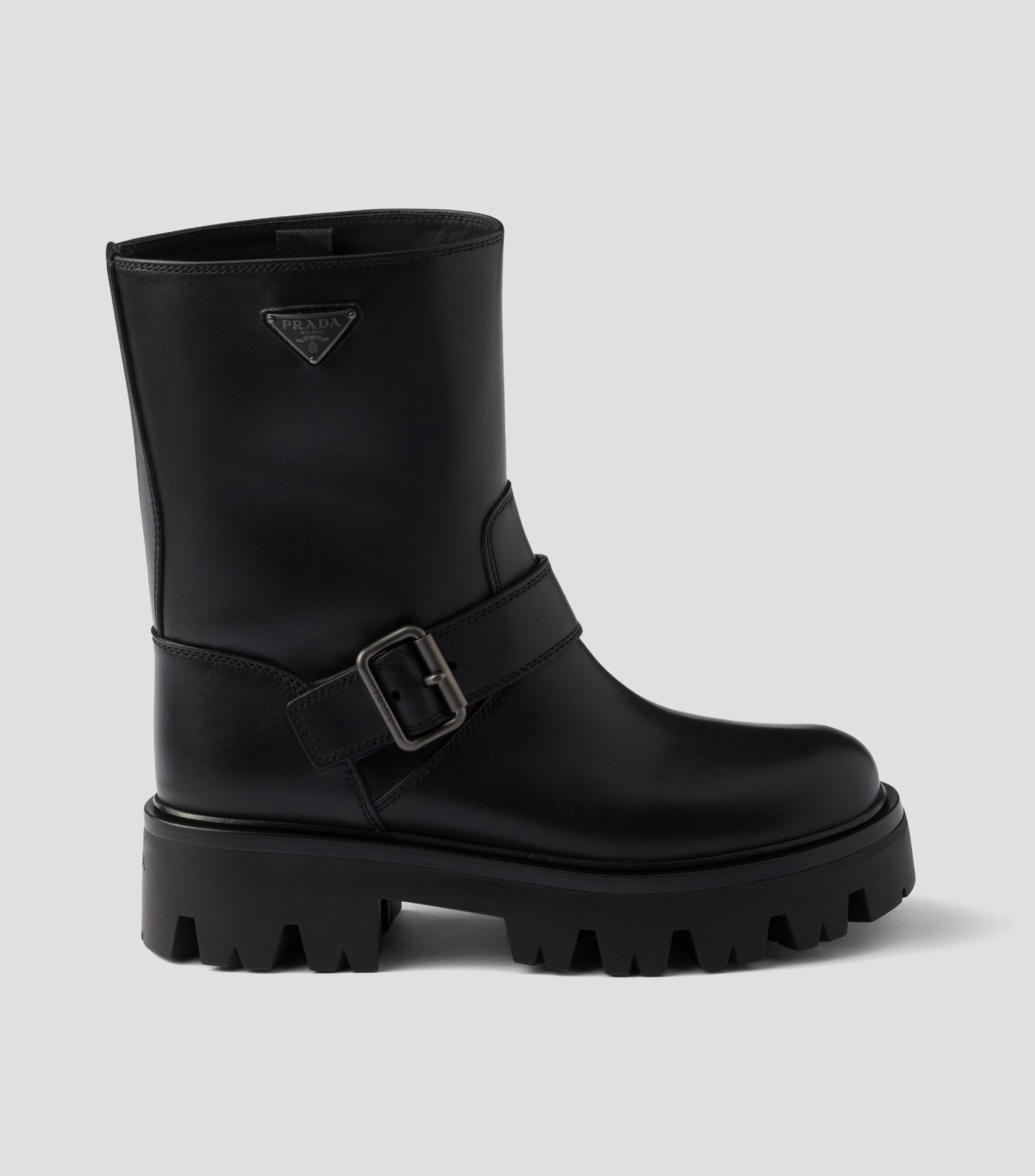 Botines casuales en piel con tacón medio y ancho Mujer