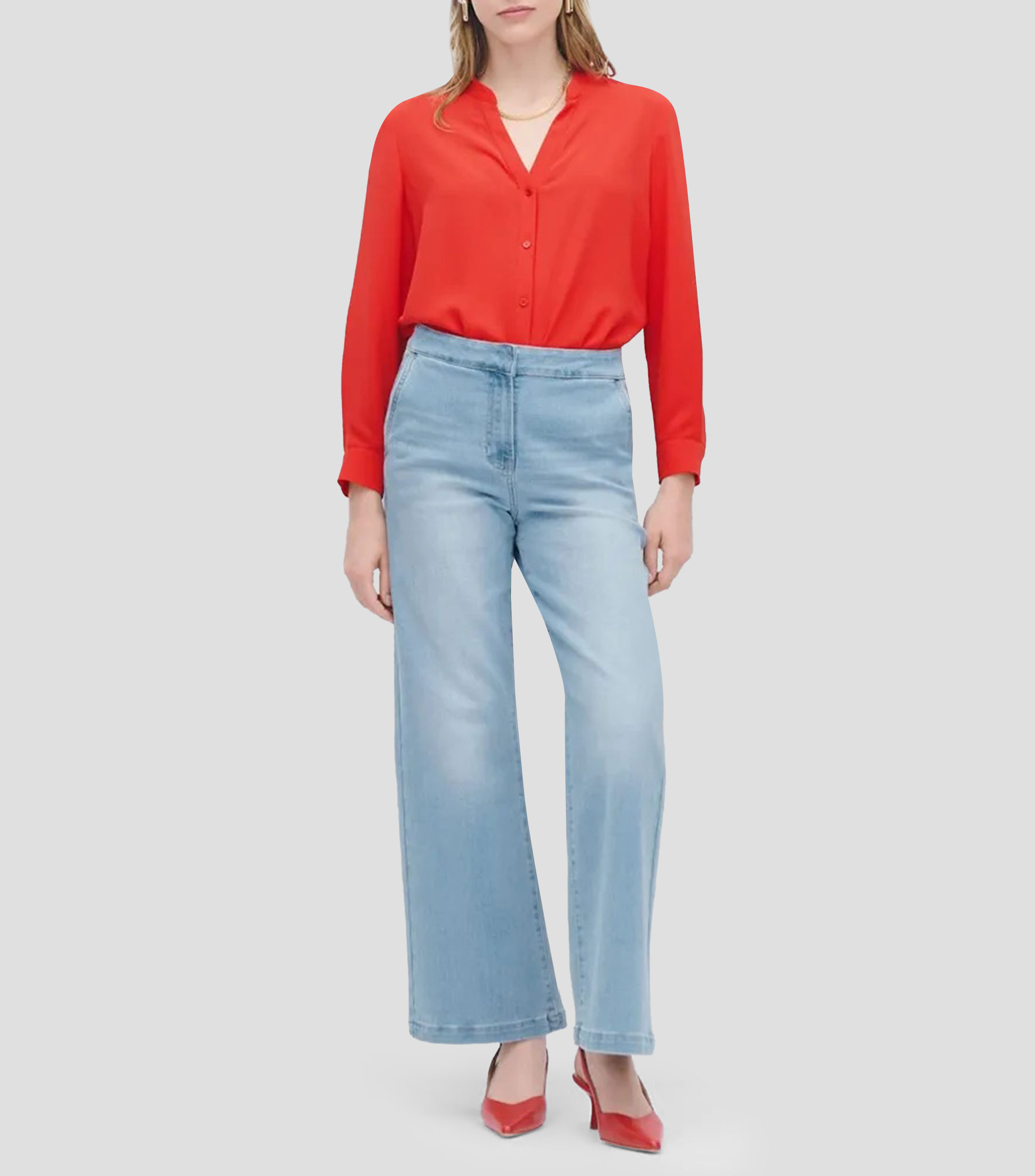 Blusa lisa manga larga Mujer
