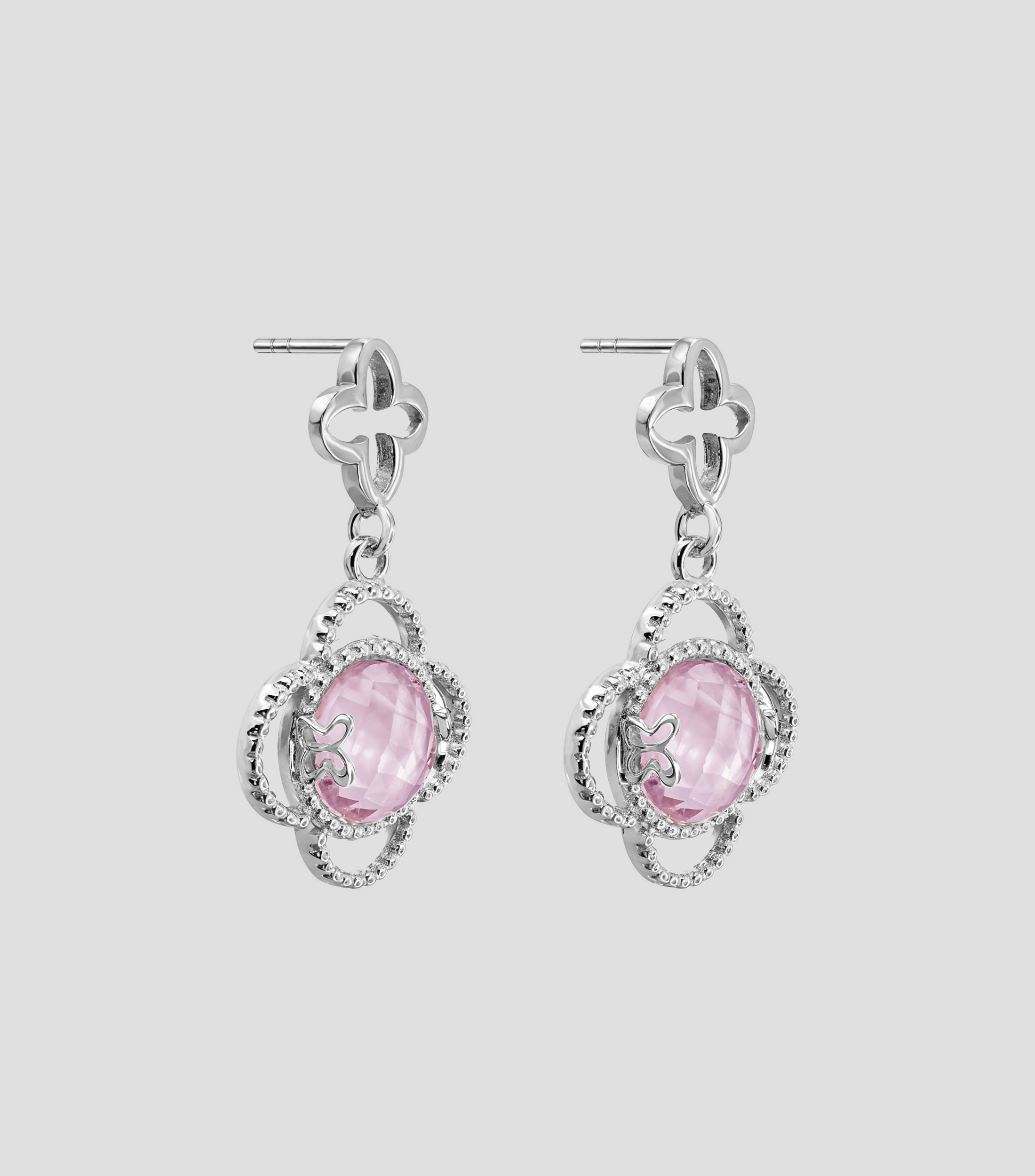 Aretes en plata .925 con Cristal Rose Mop Mujer