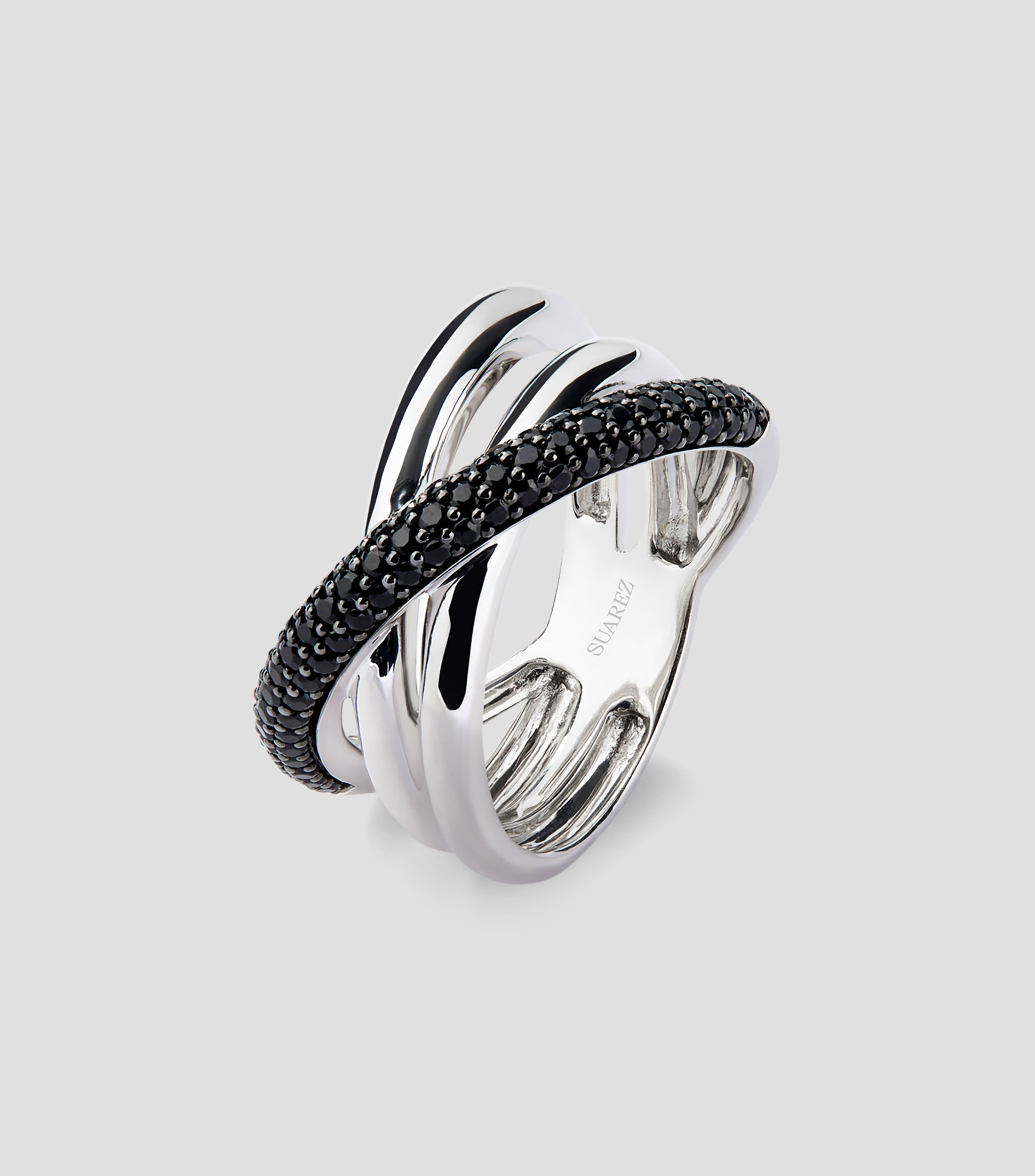 Anillo multibrazo cruzado en Plata .925 con espinelas Mujer