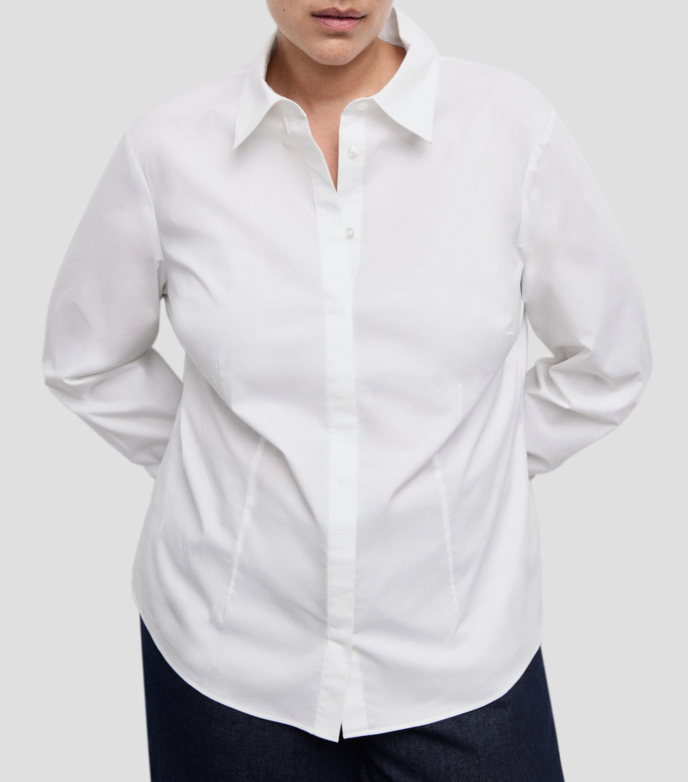 Camisa lisa manga larga Mujer