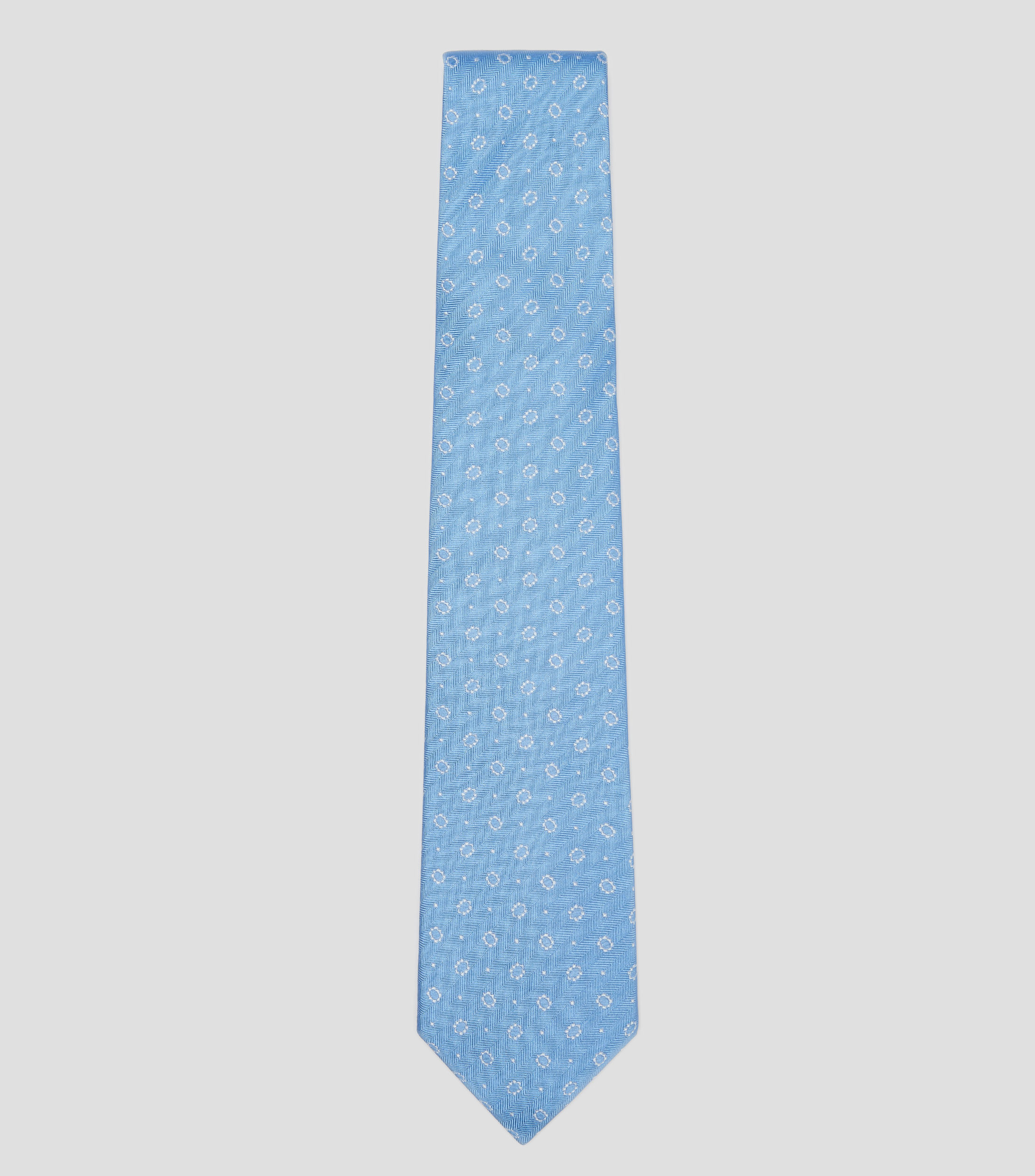 Corbata ancha en seda azul claro estampada Brera