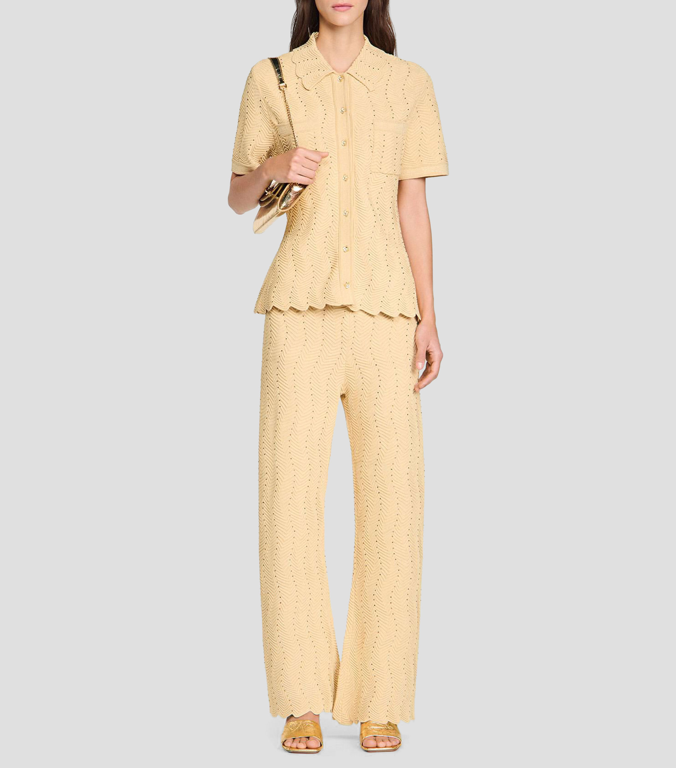 Blusa de diseño sólido manga corta Mujer
