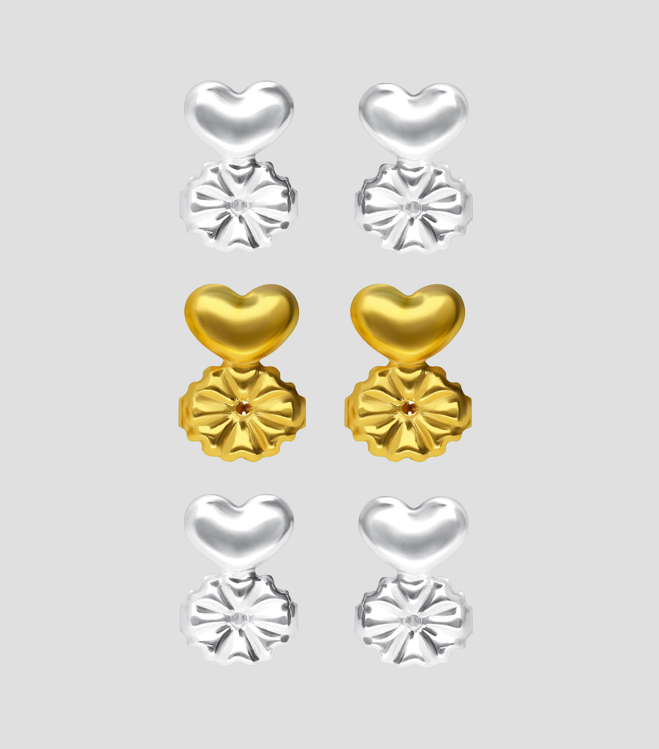 Set 3 contras para aretes en plata Mujer