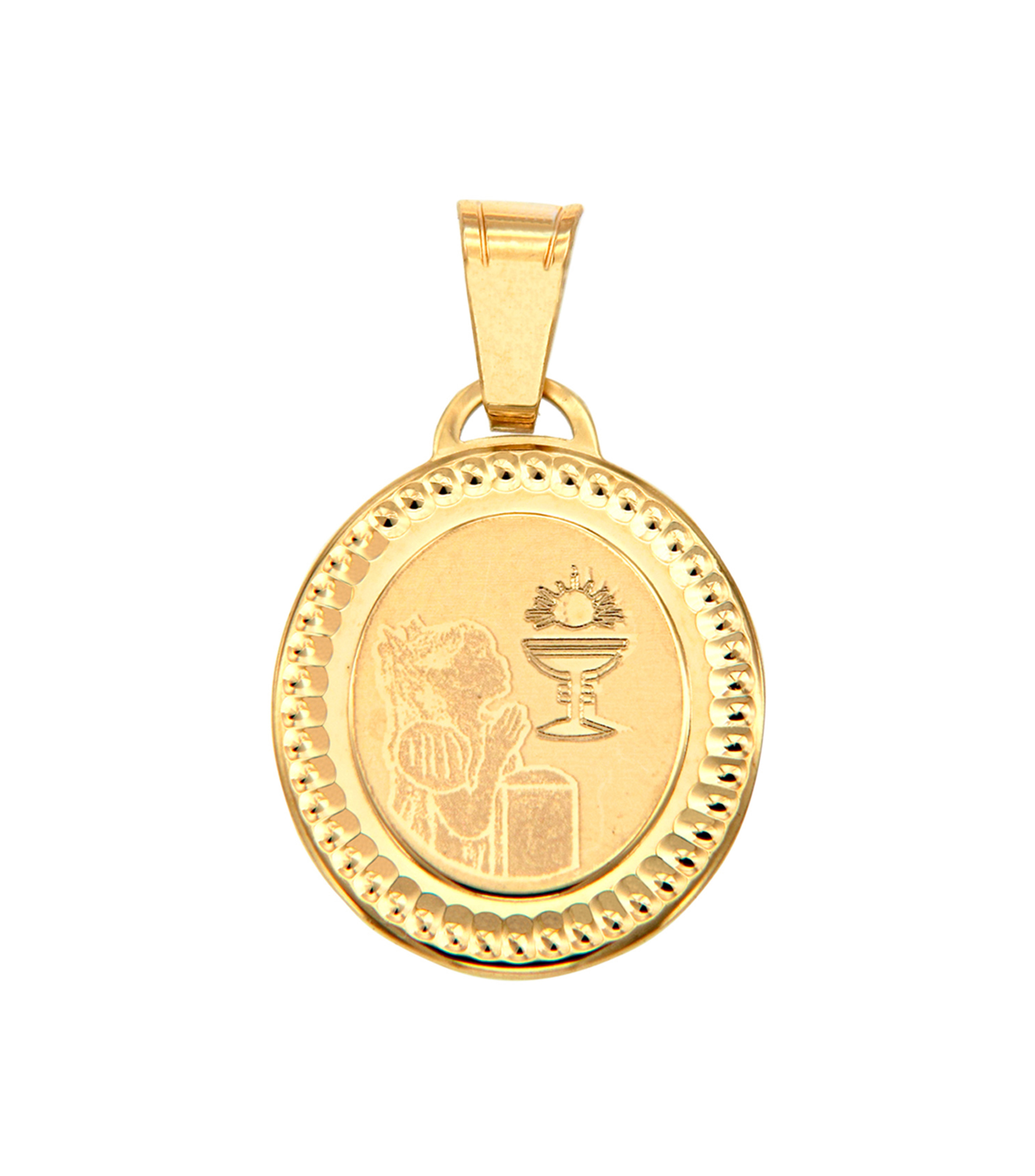 Desarmamiento Persona enferma implicar Oro & Gold Medalla Ovalada en Oro 14 Kilates Primera Comunión Niña - El  Palacio de Hierro