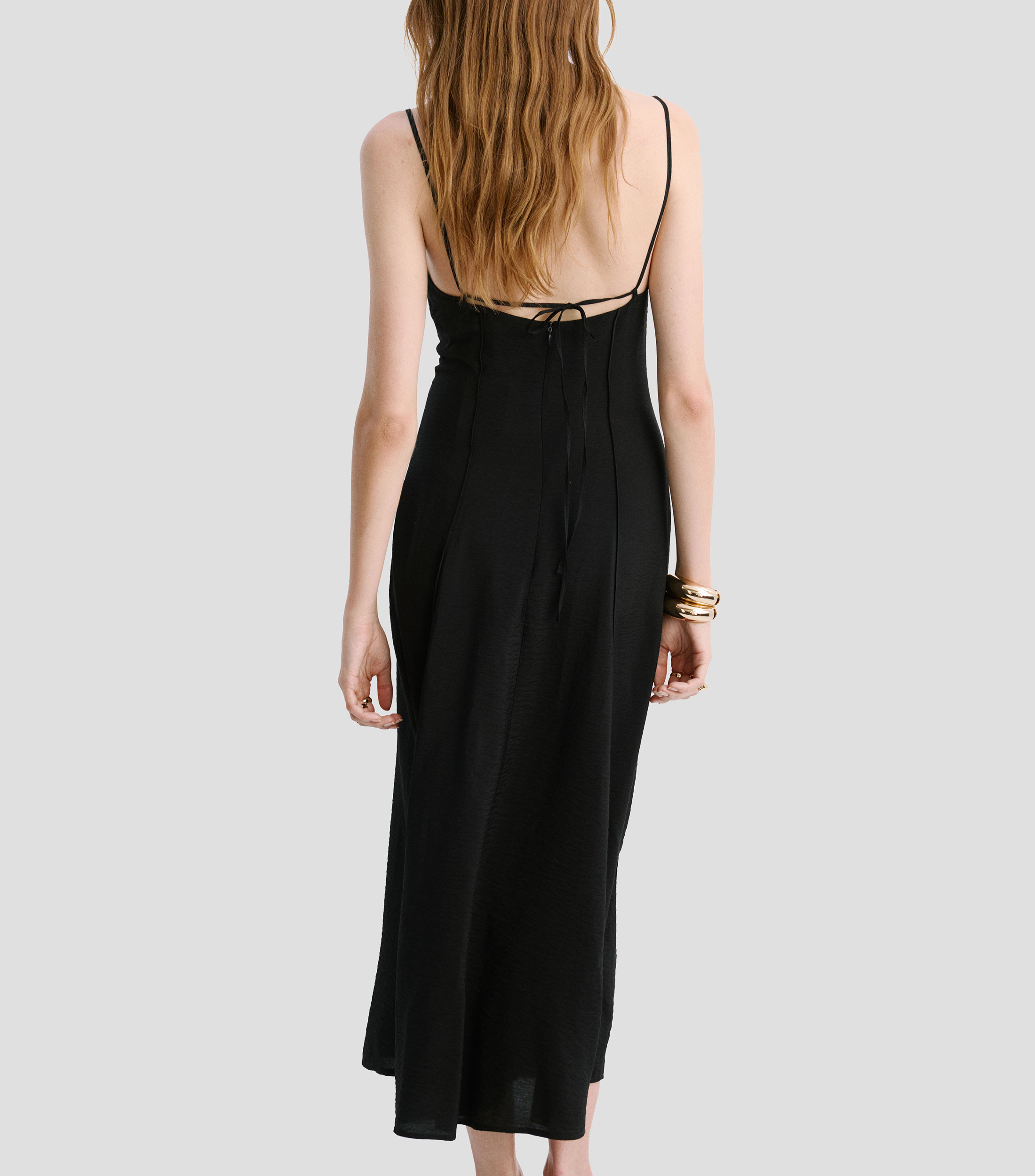 Vestido largo liso Mujer