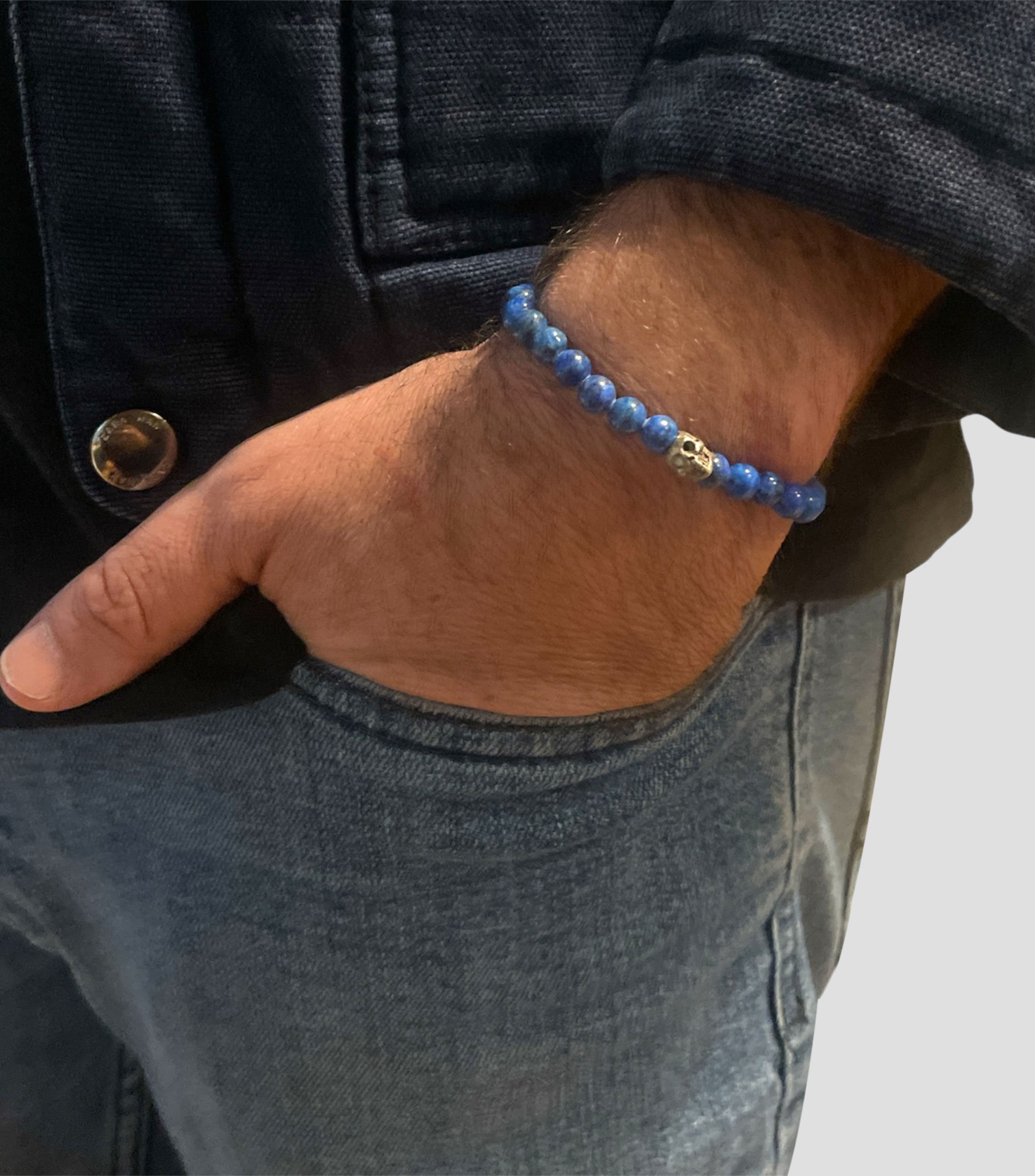 Pulsera One Skull en piedra turquesa Hombre