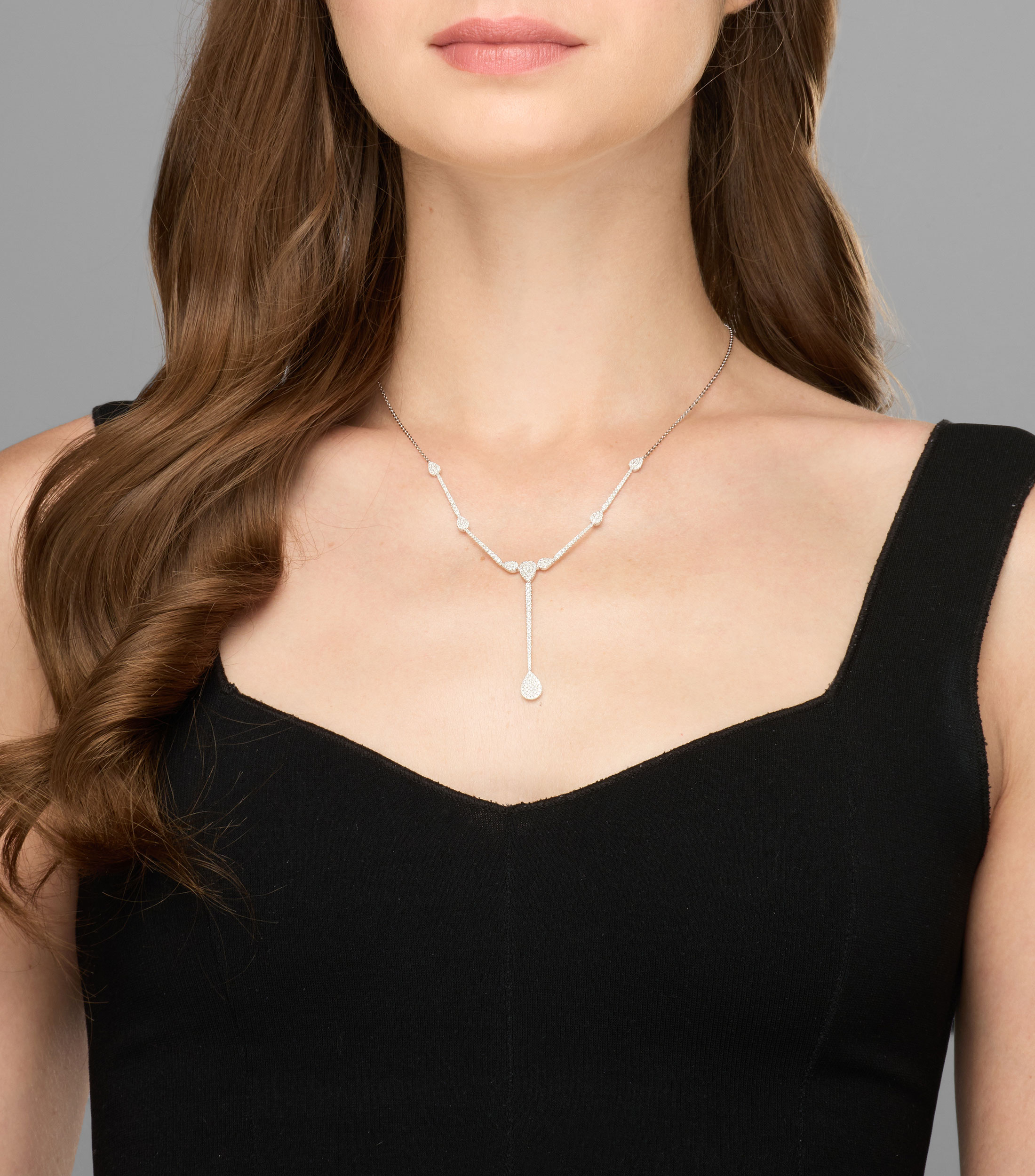 Gargantilla en oro blanco de 14 Kilates con diamante Mujer