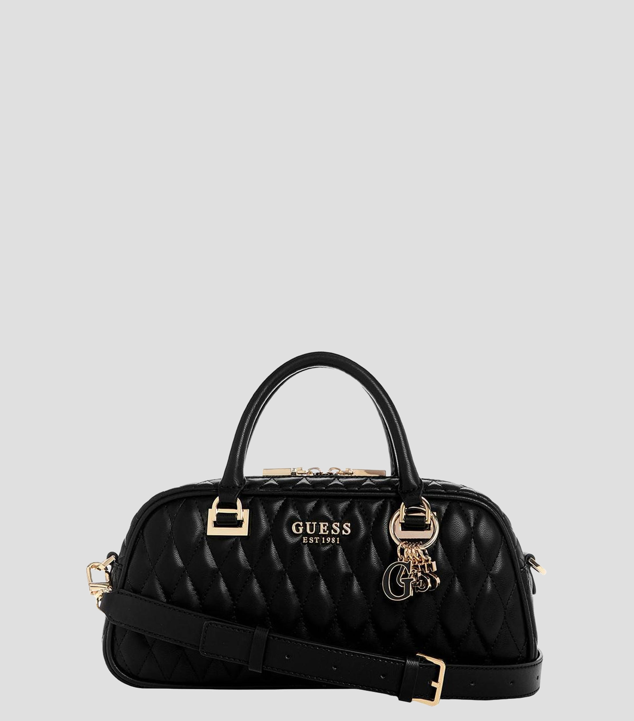 Bolsa satchel negra Valla capitonada Mujer