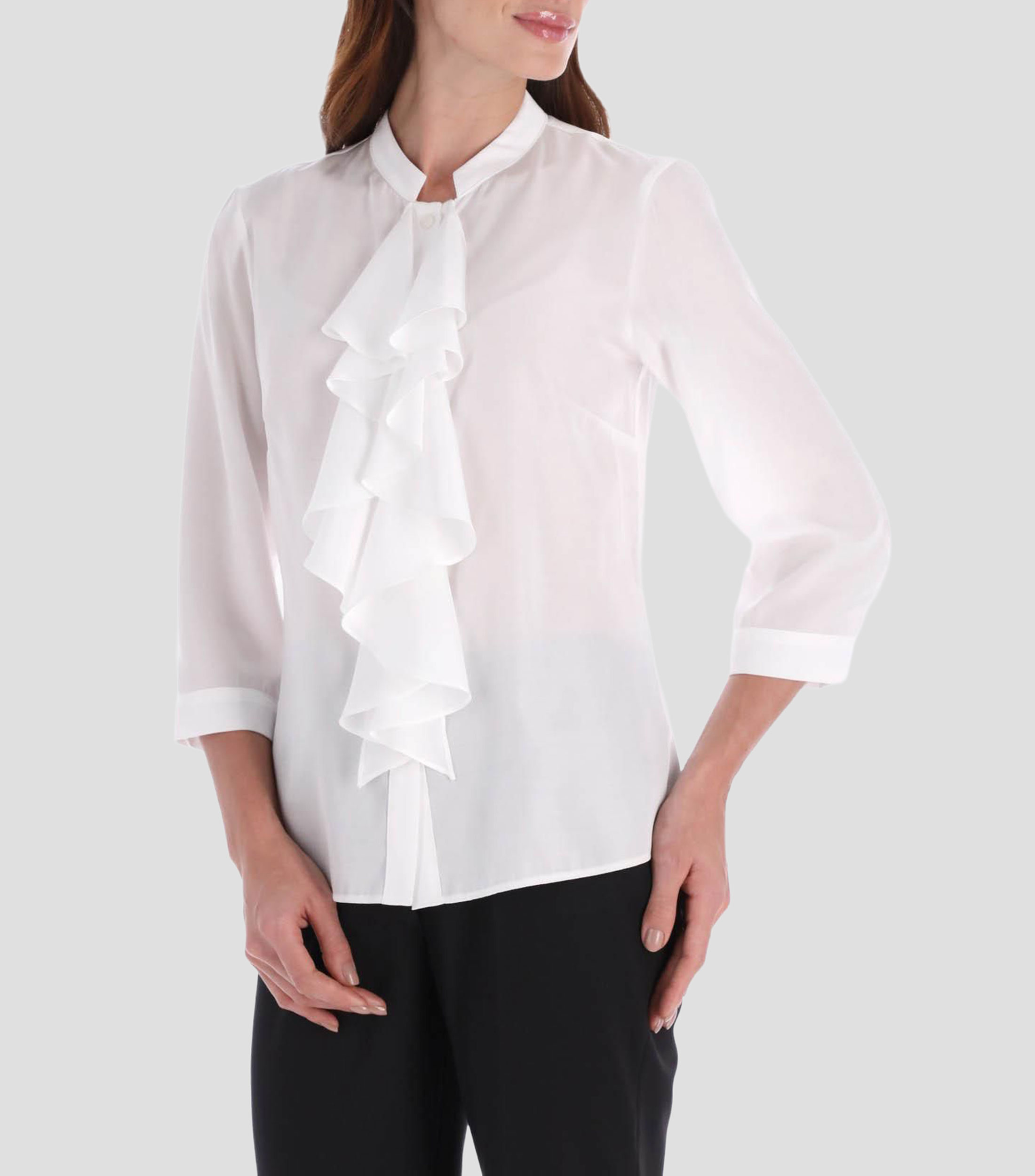 Blusa lisa manga 3/4 Mujer