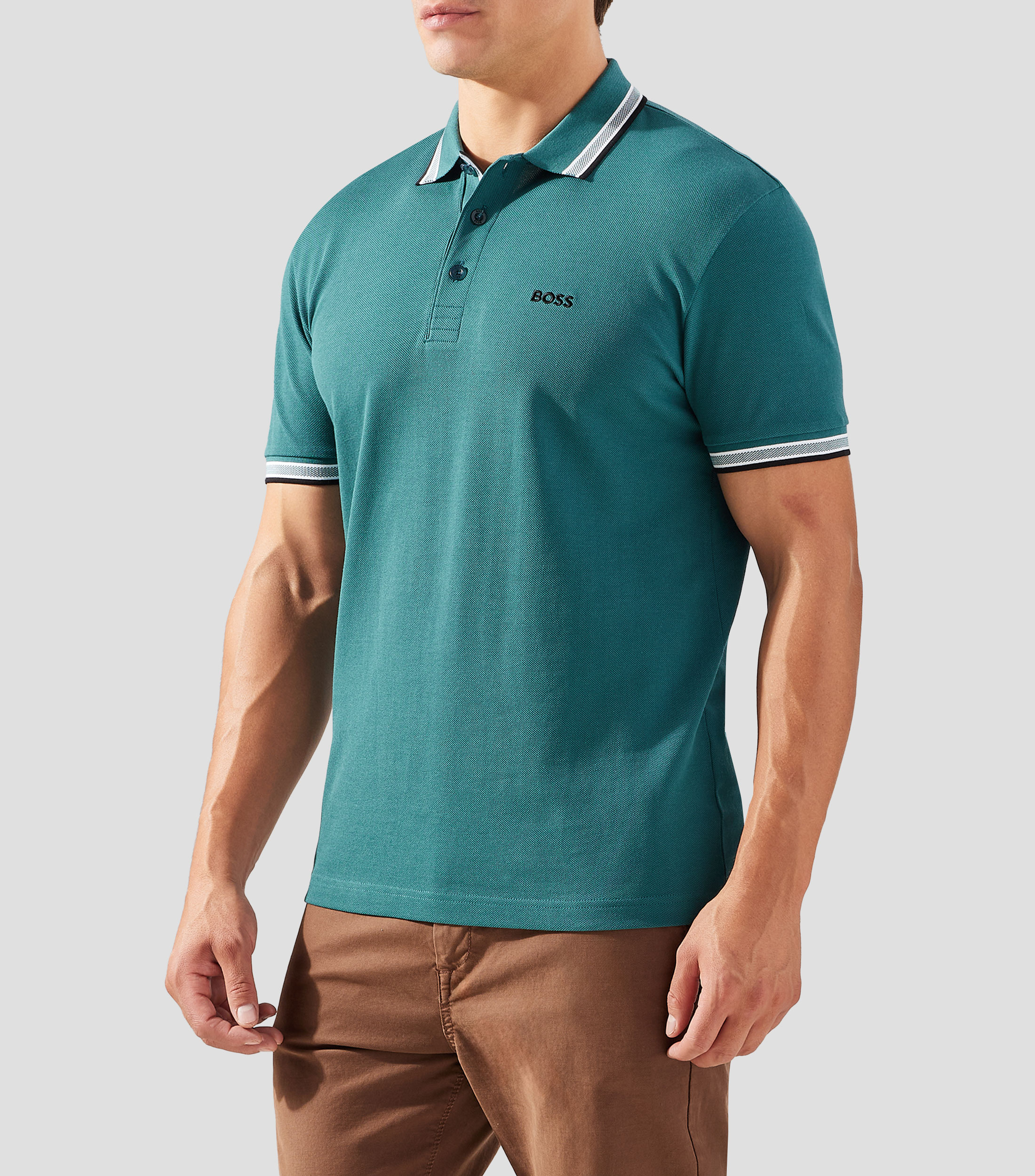 Playera tipo polo manga corta lisa Hombre