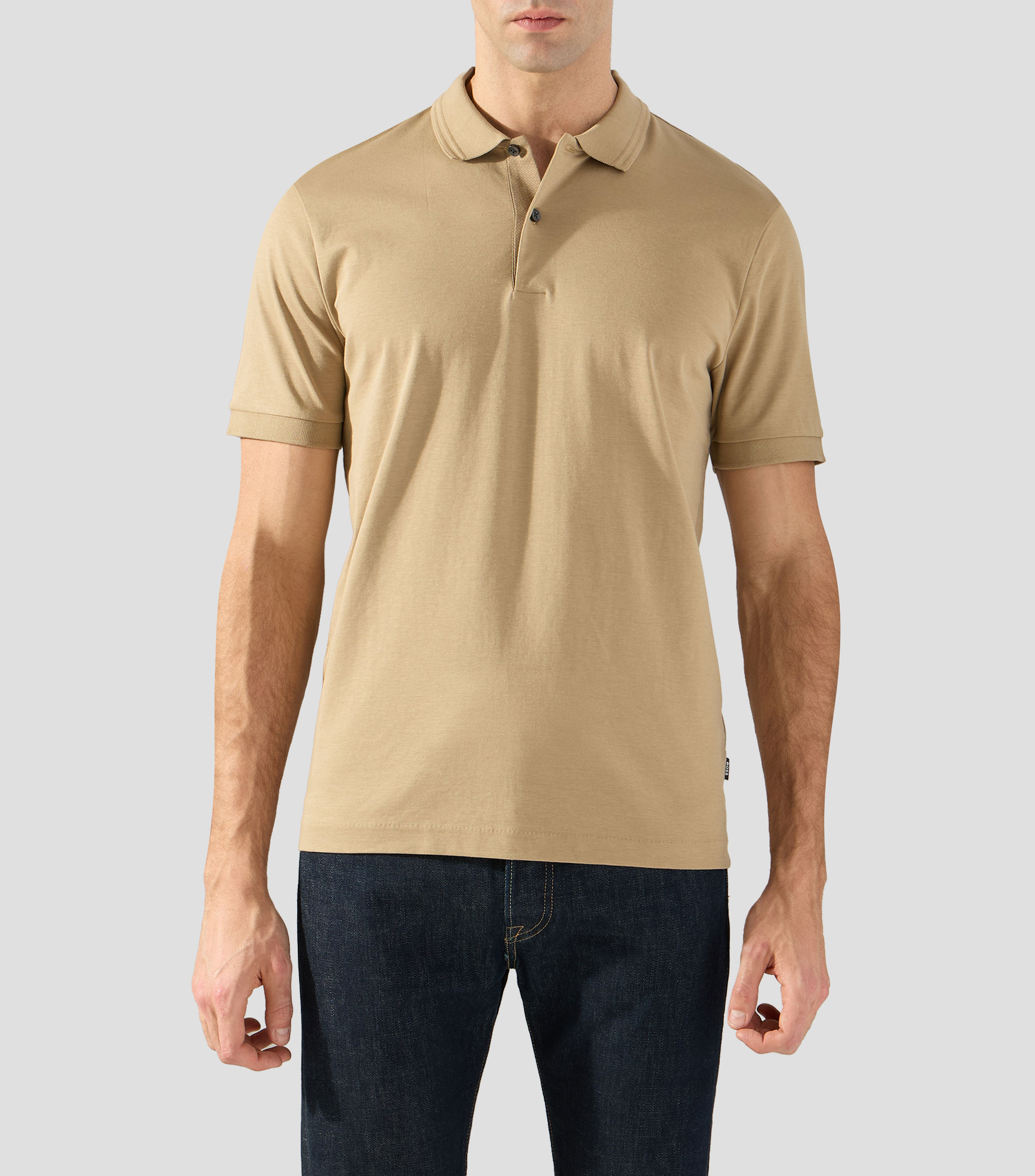 Playera polo de algodón con monograma en el interior de la tapeta Hombre