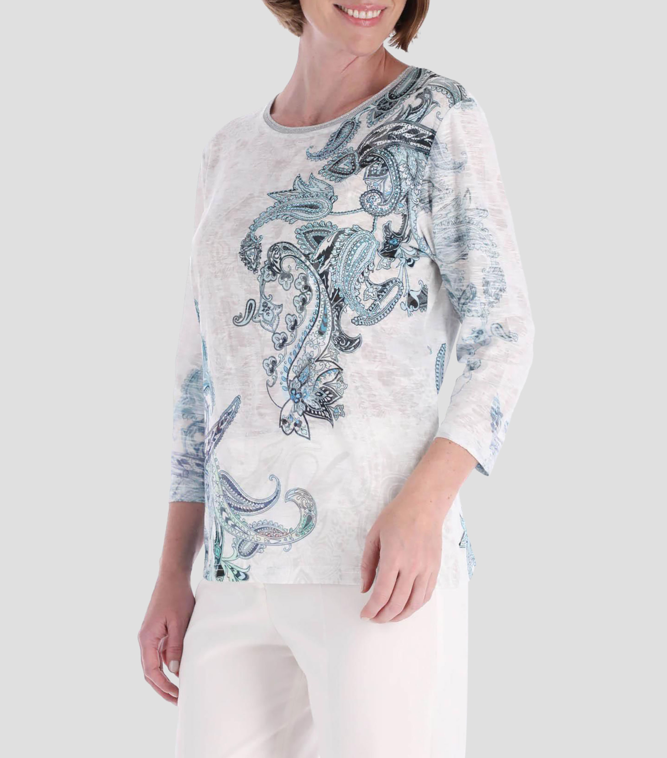 Blusa estampada manga 3/4 Mujer