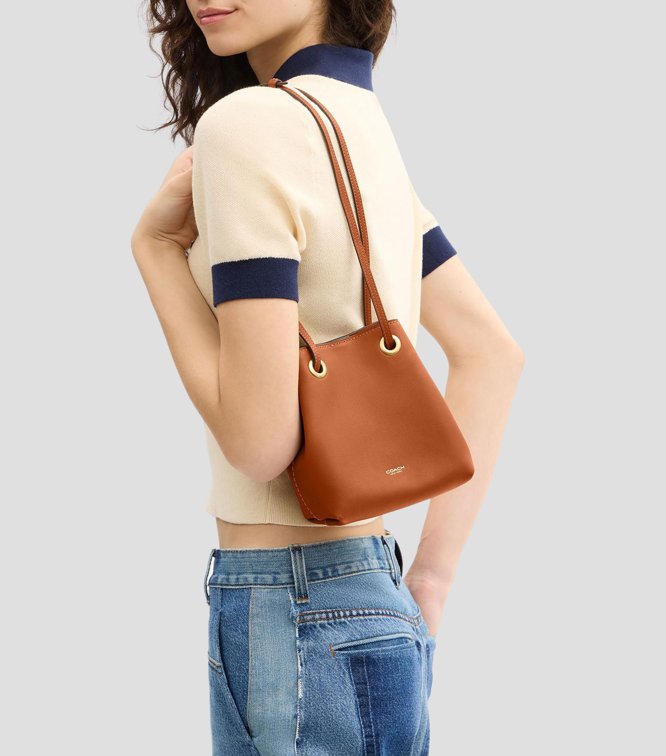 Bolsa crossbody café en piel Jade lisa Mujer