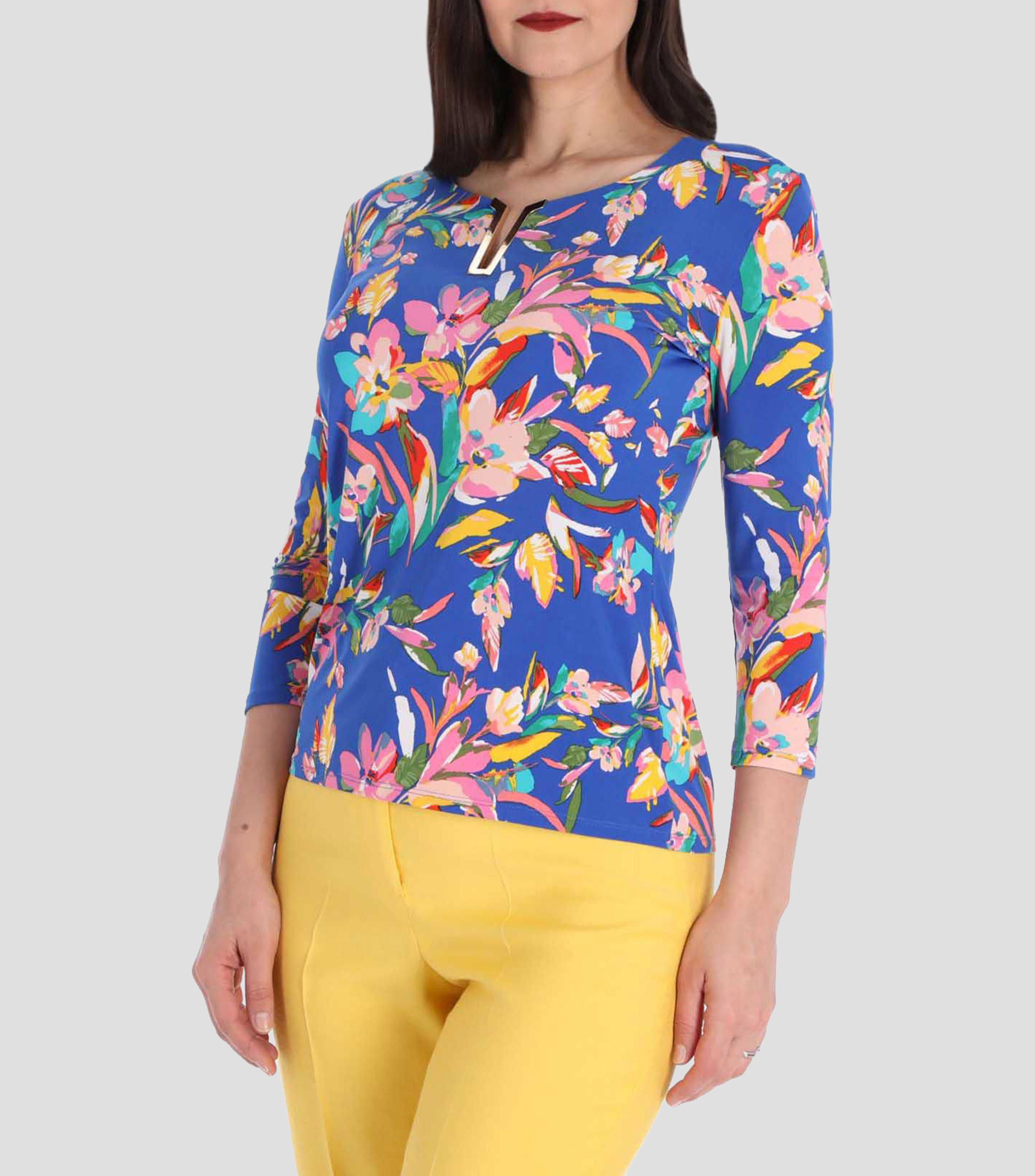 Blusa estampada manga 3/4 línea Petite Mujer