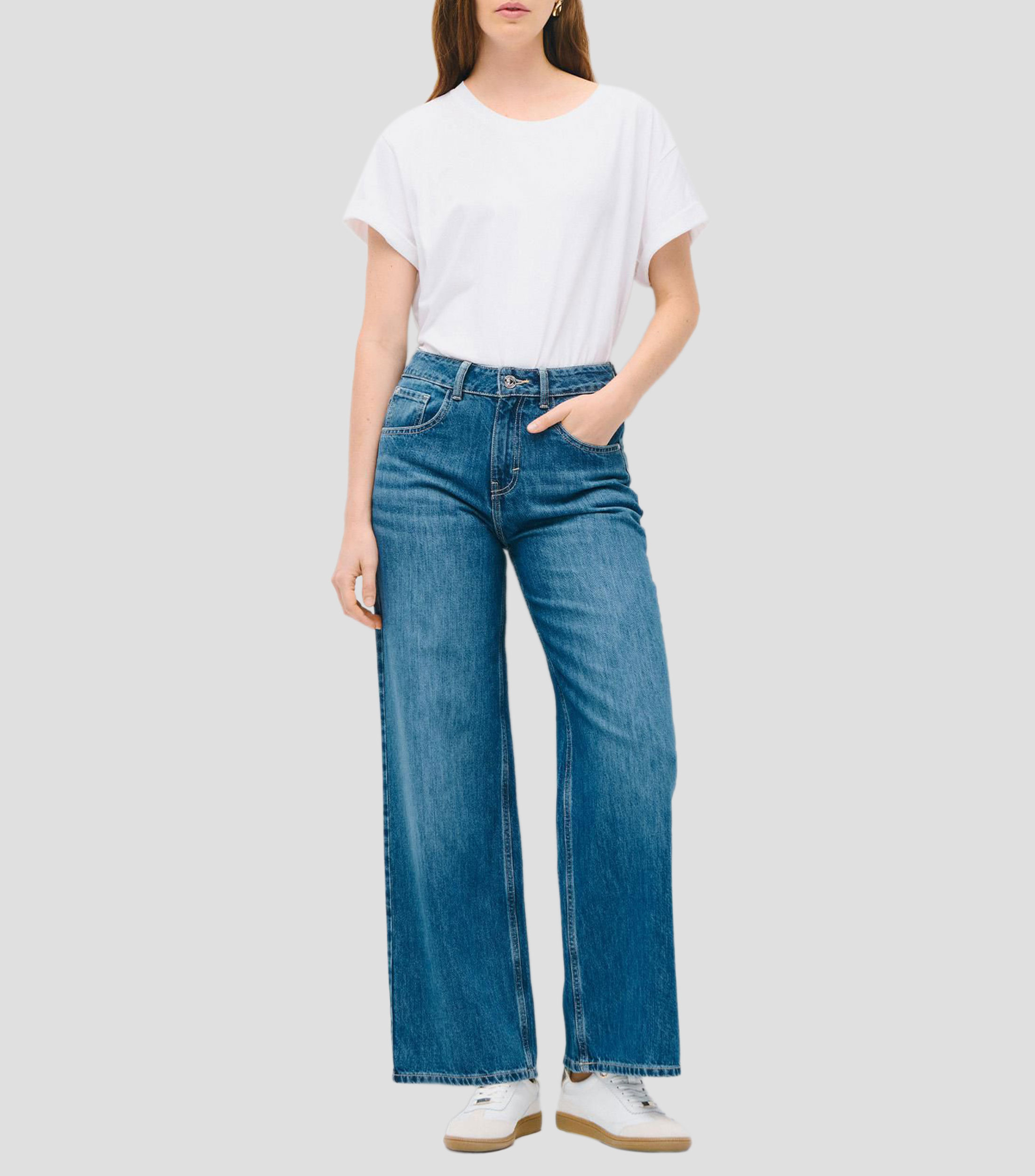 Jeans Wide Leg Tiro Alto Mujer