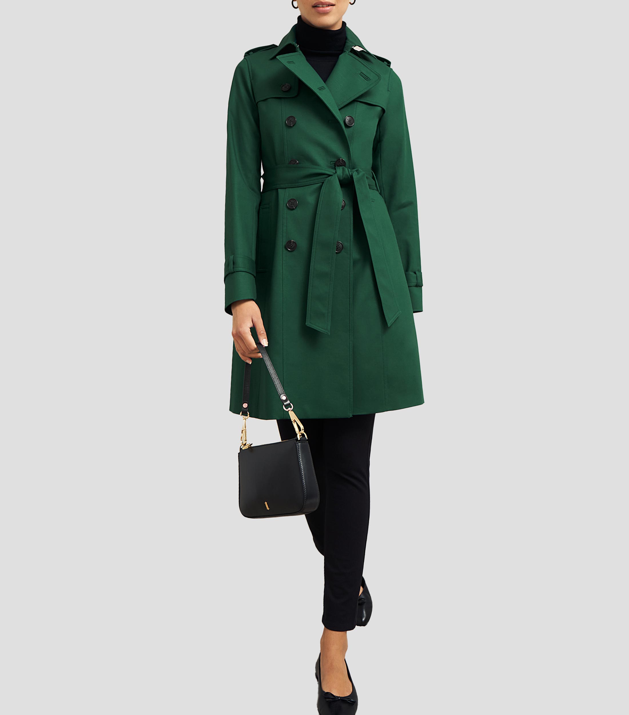 Gabardina larga cruzada Mujer