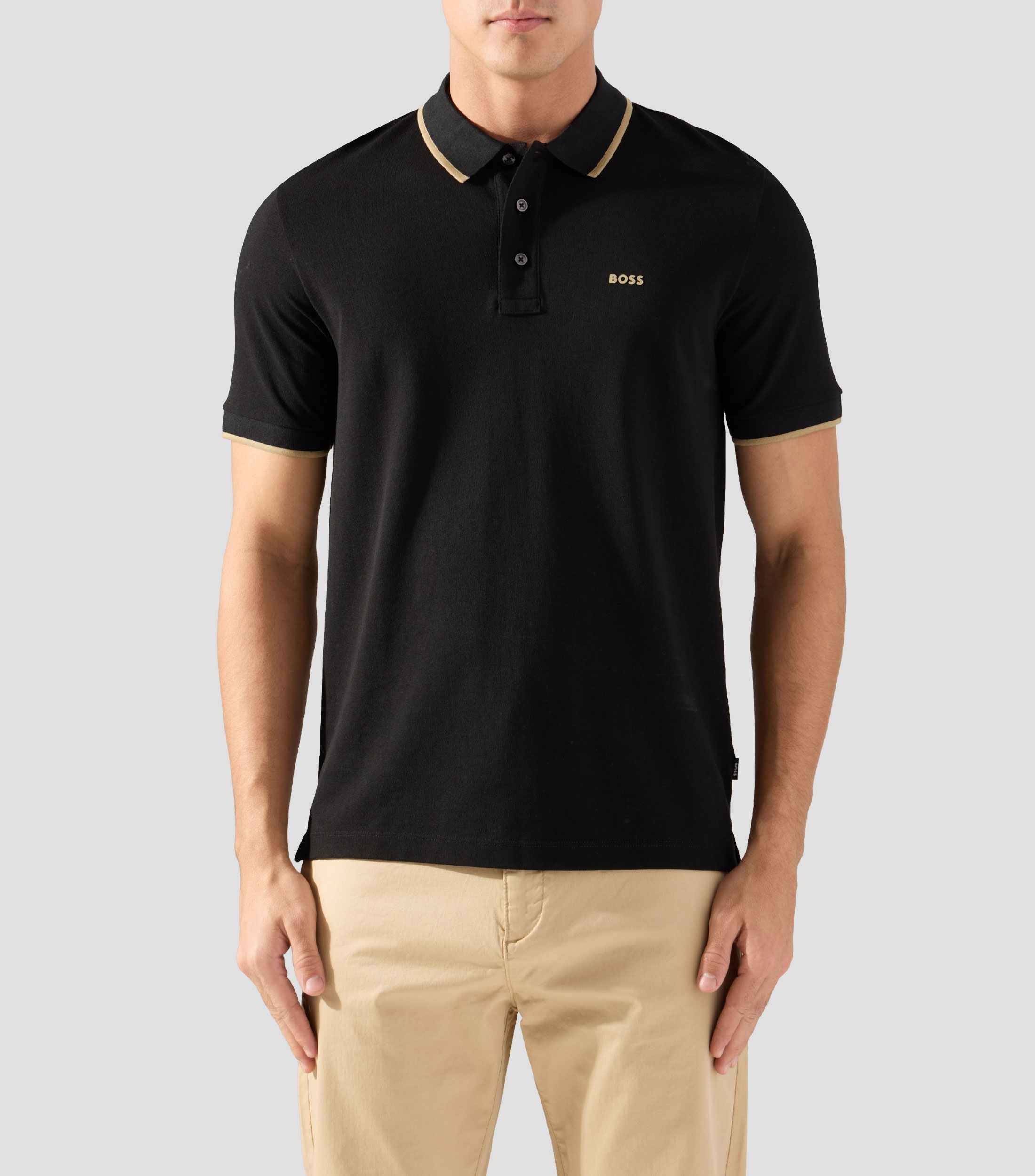 Polo de piqué de algodón con detalles en contraste Hombre