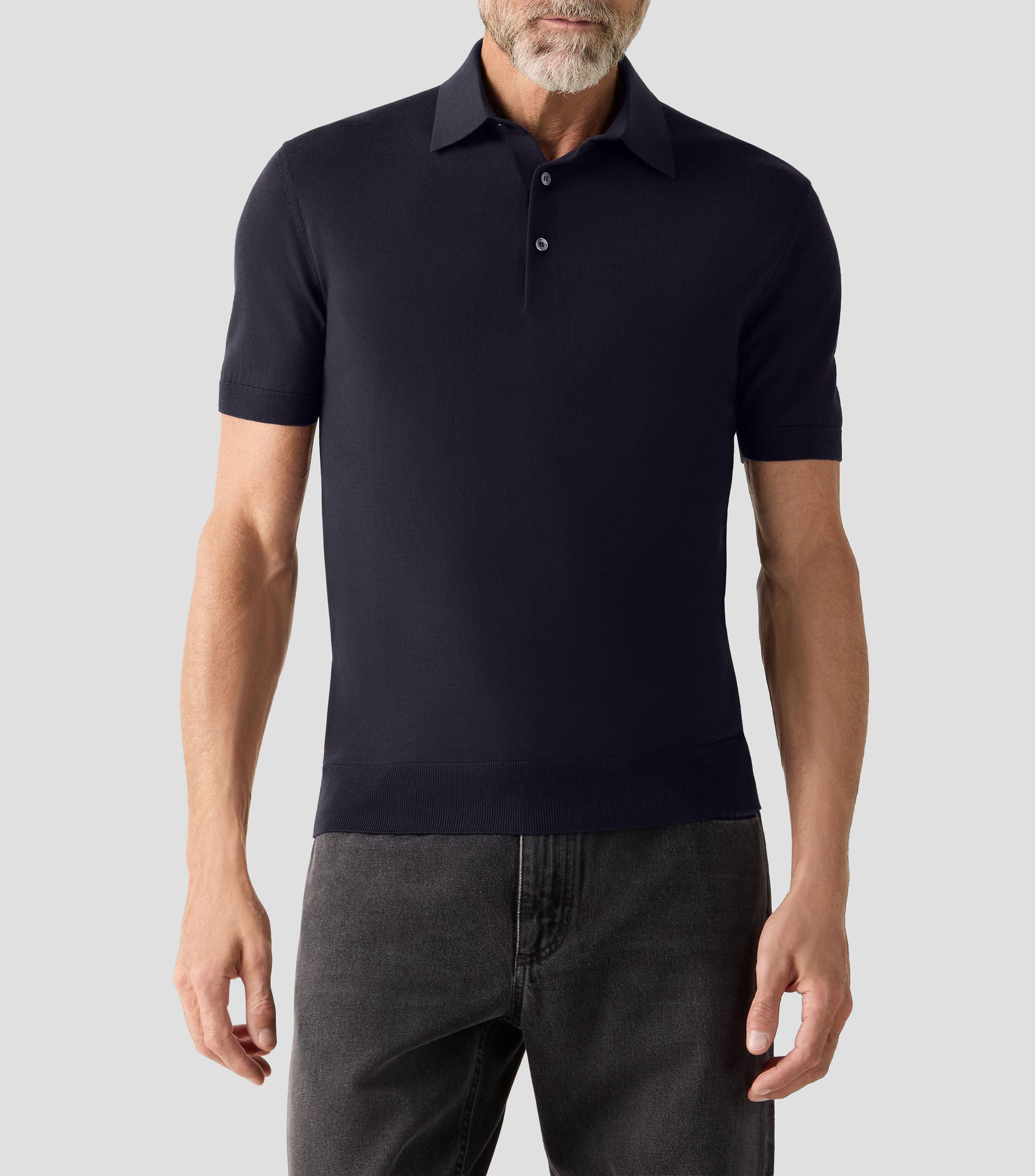 Playera tipo polo con manga corta lisa Hombre