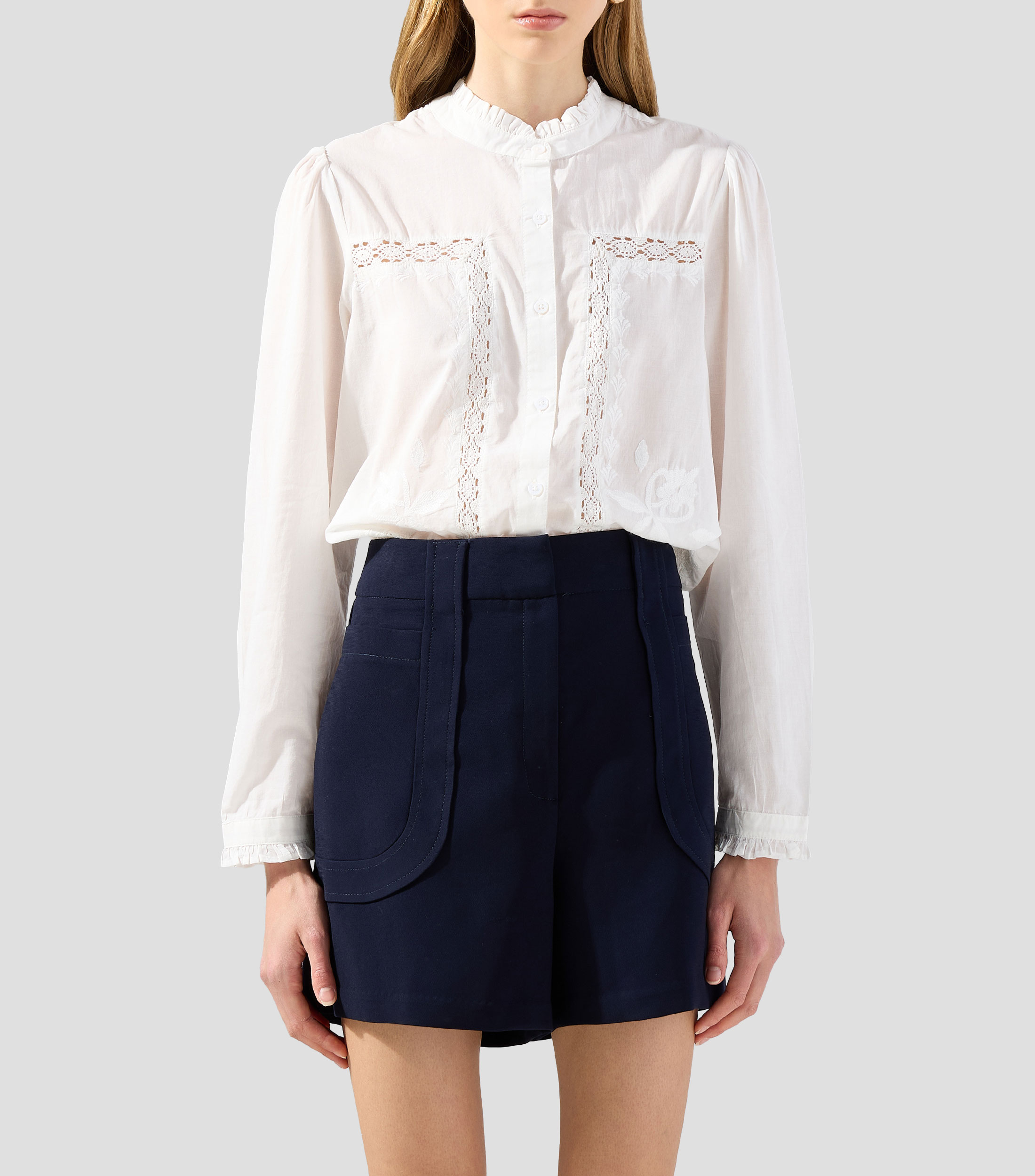 Blusa Lisa De Corte Regular Para Mujer FYLTR (FYLSS23WB-020_Azul Marino