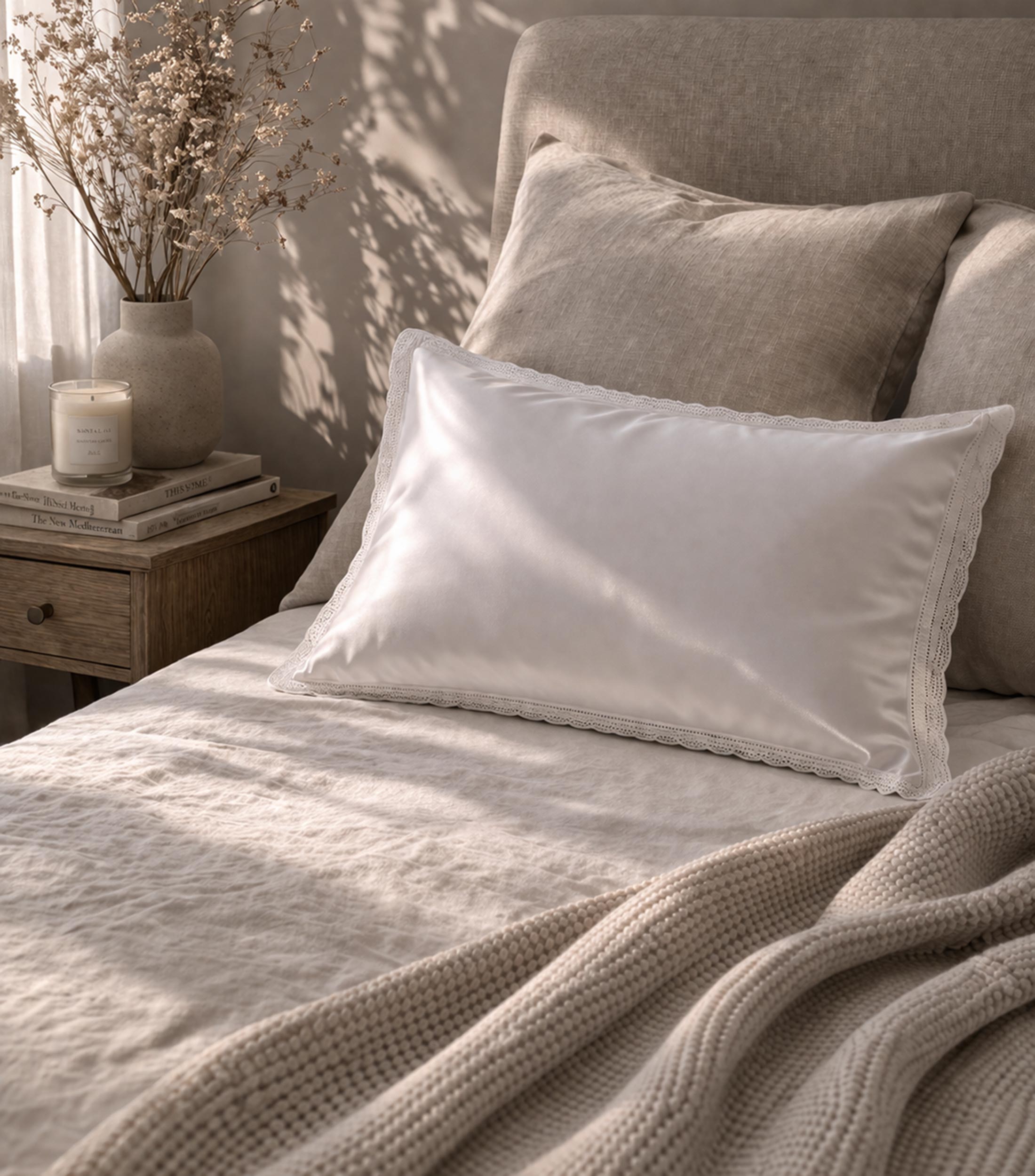 Funda para almohada King Size de algodón Silvia blanco