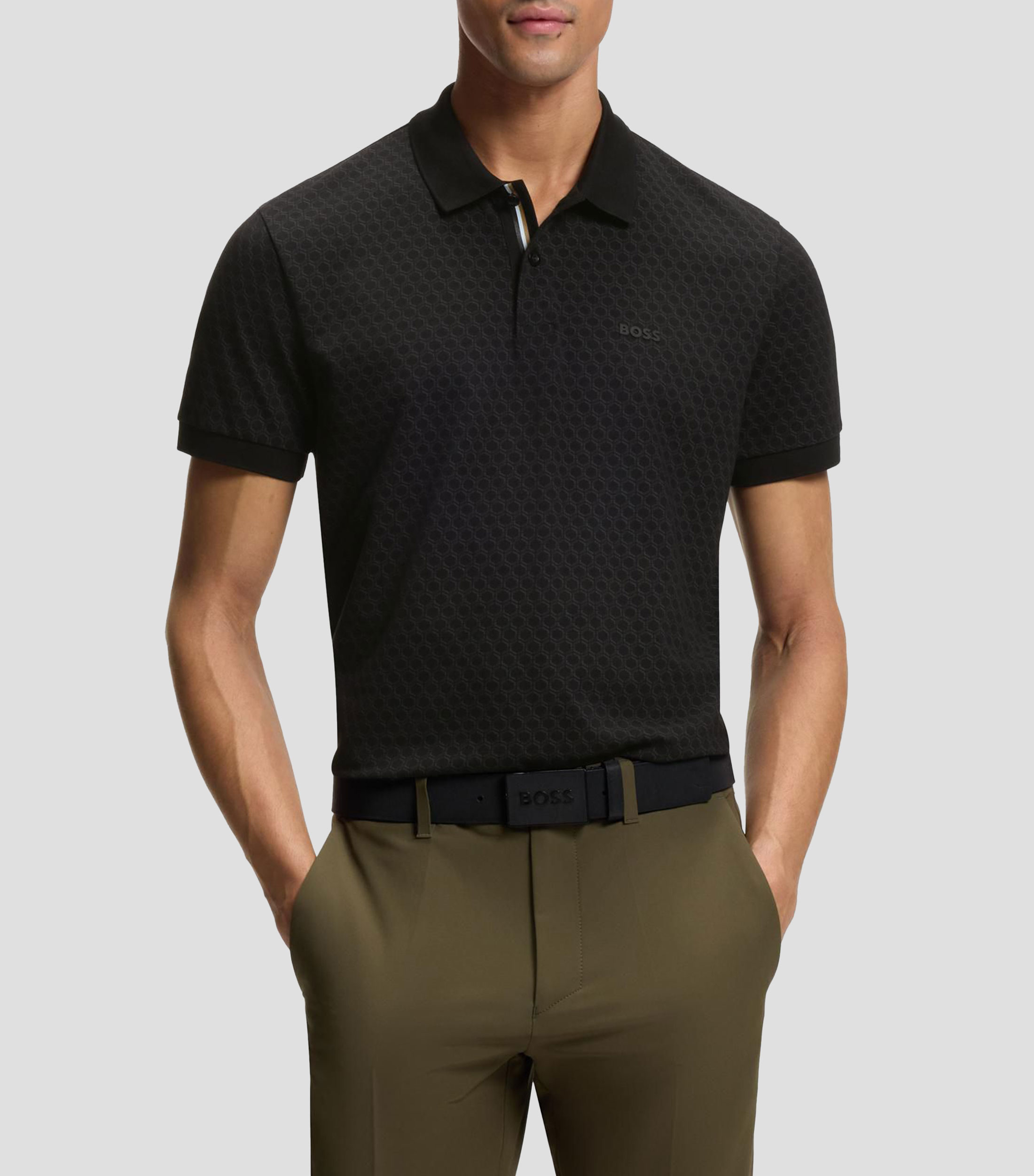 Playera polo de piqué de algodón con patrón estampado Hombre