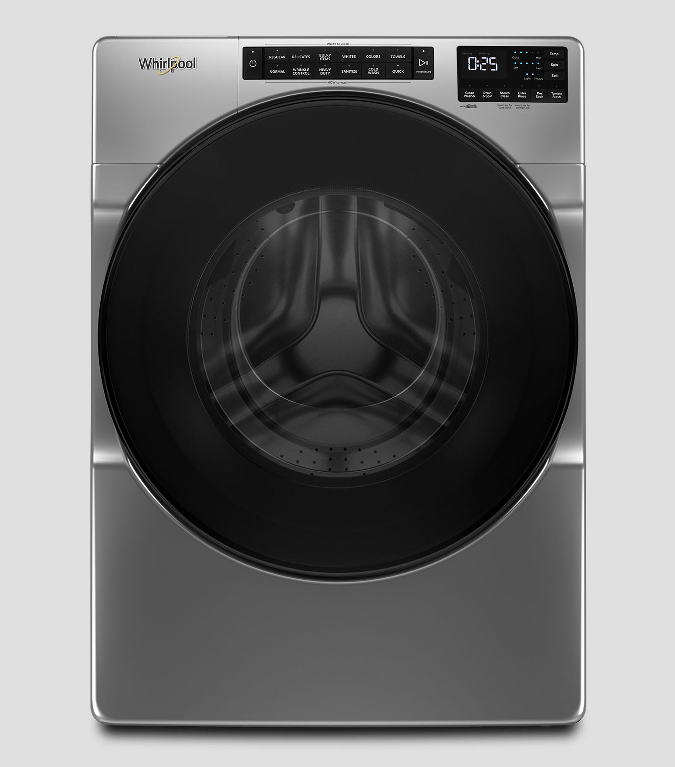 Lavadora de carga Frontal 23 Kg con pedestal Gris cromado