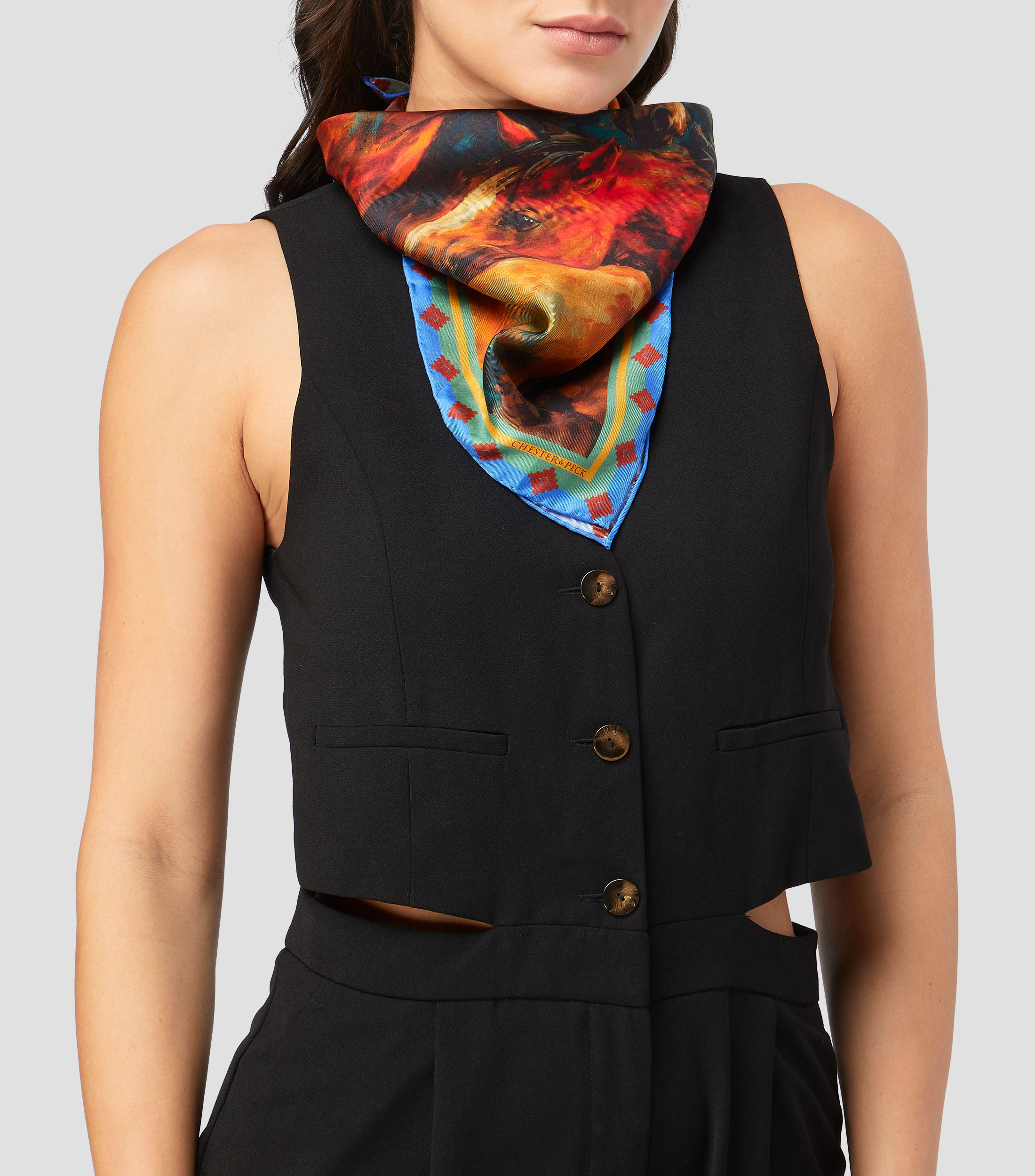 Bandana en seda estampada Mujer