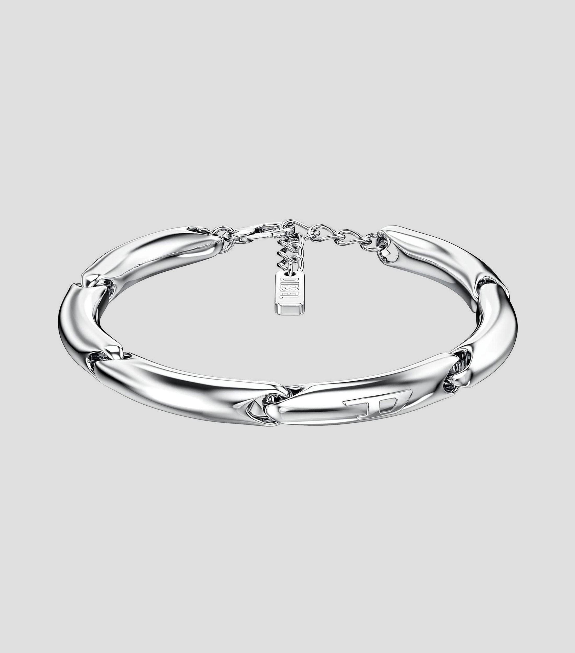 Pulsera plateada logotipo grabado Hombre