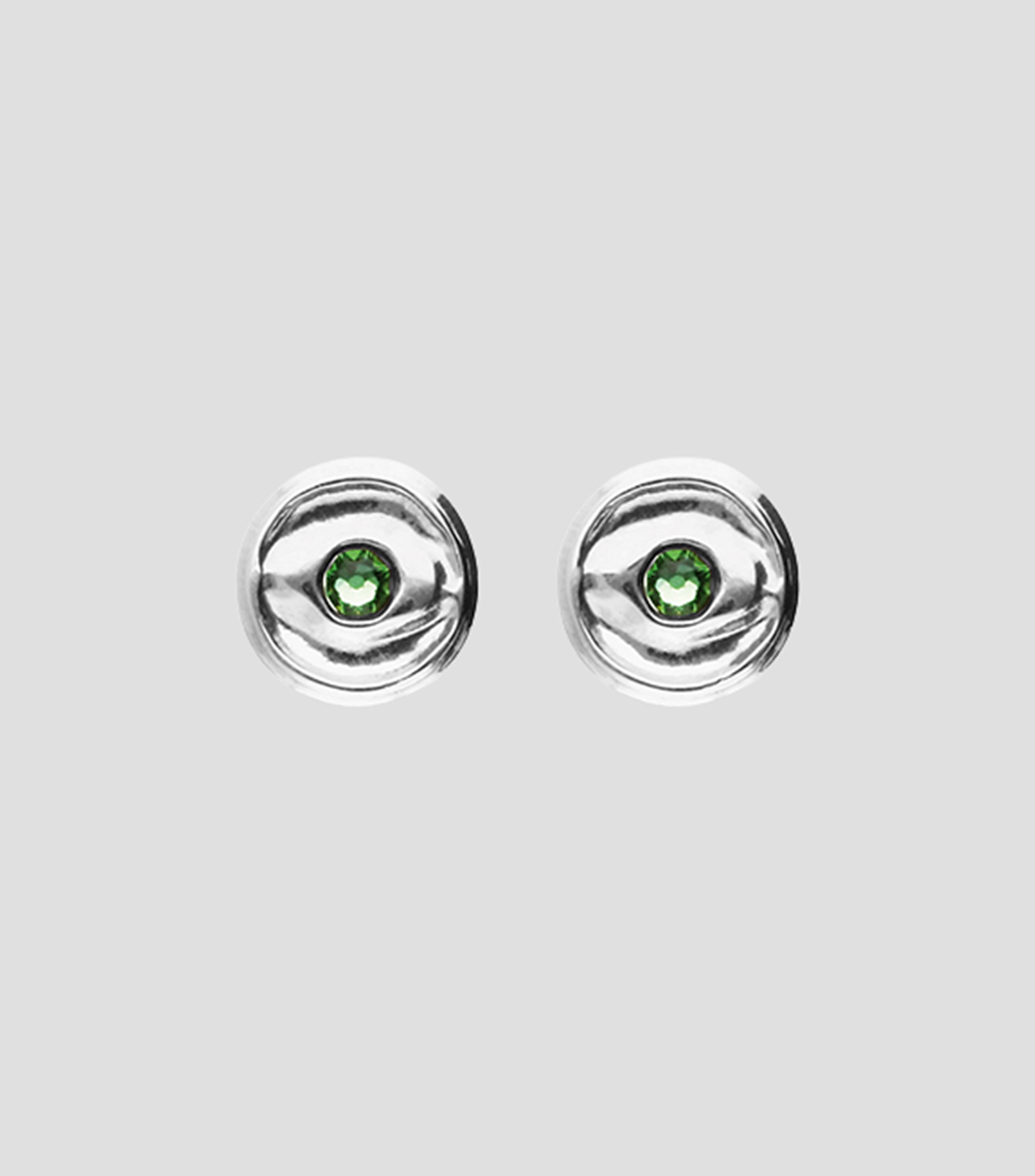 Pendientes botón con piedras verdes Mujer