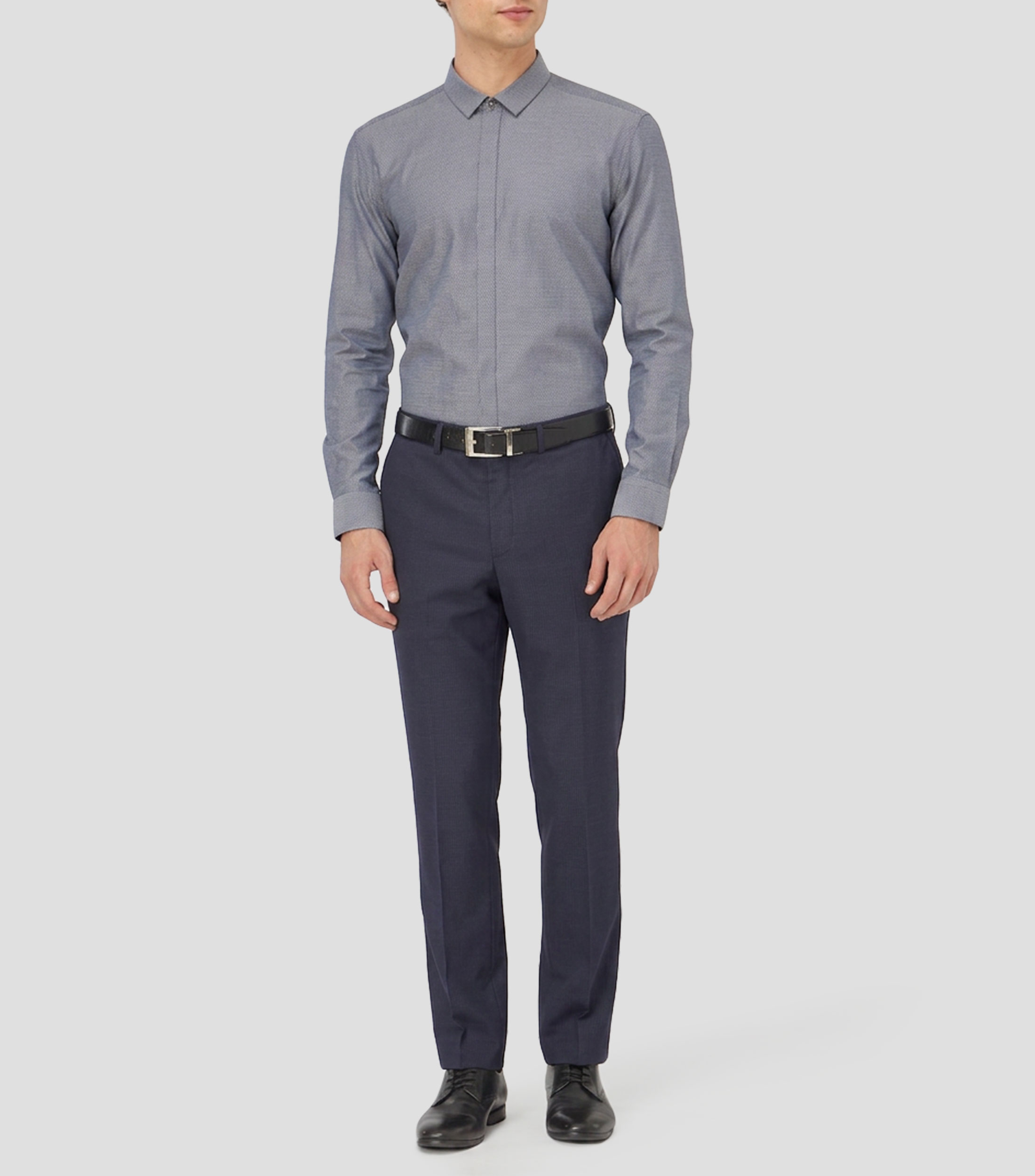 Camisa con microdiseño manga larga Hombre