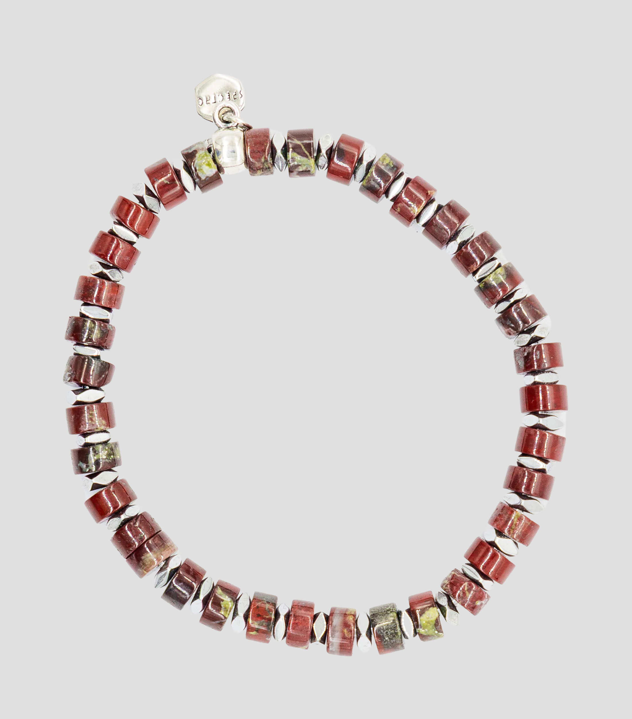 Pulsera en plata café con cuentas cilíndricas Hombre