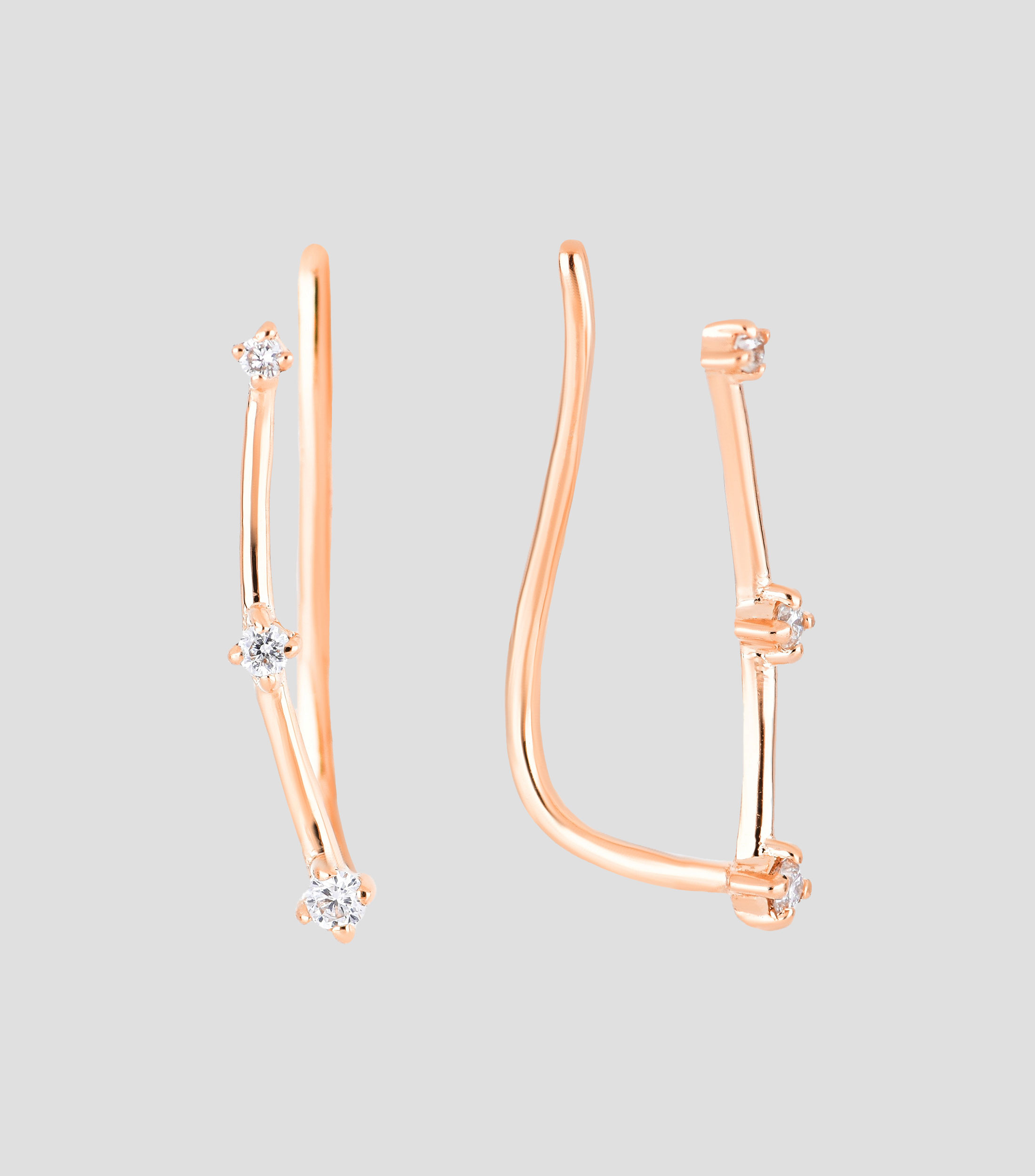 Aretes Cuff en Oro Rosa de 18 Kts Mujer