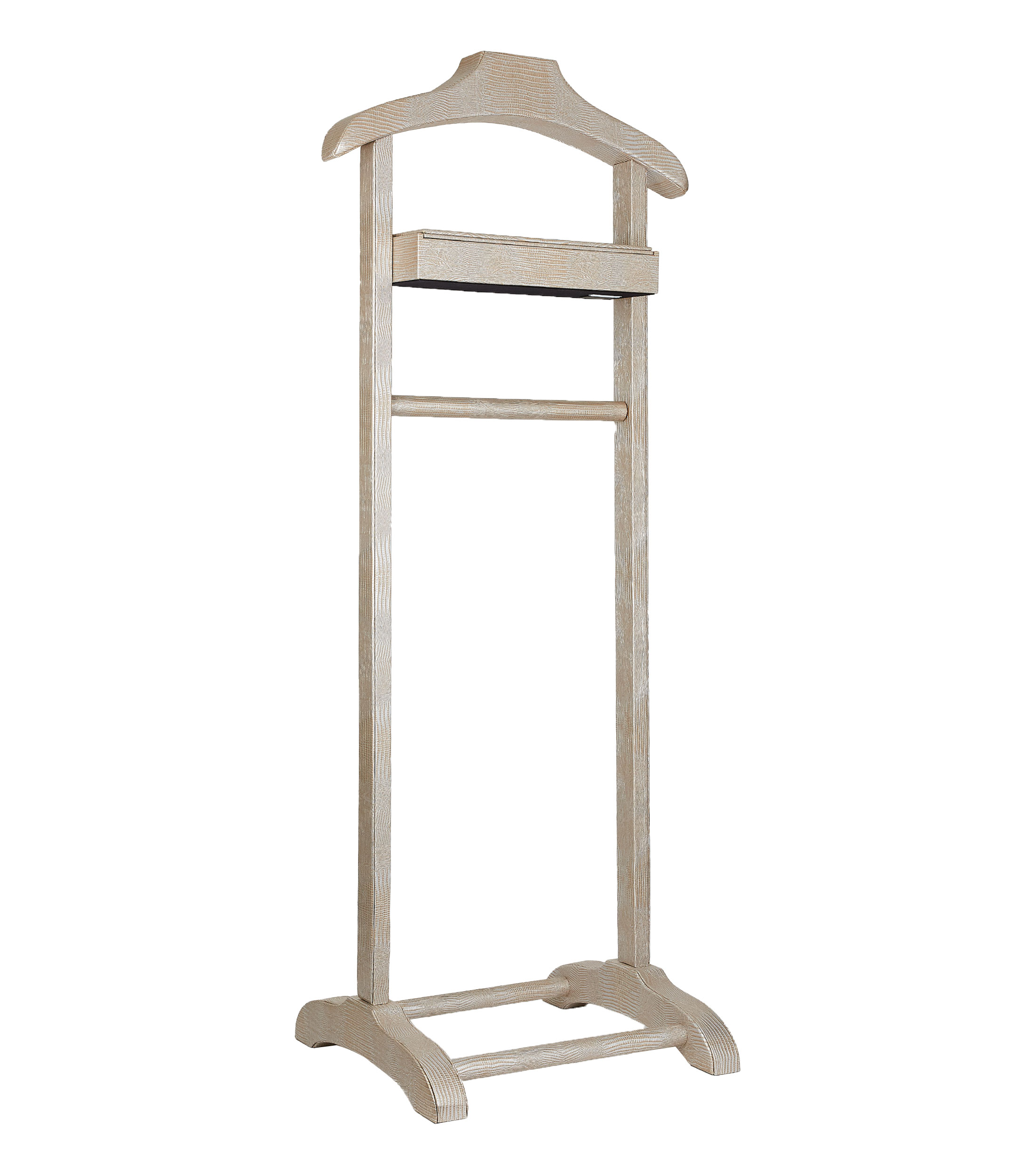 Portatraje Tejus plateado en madera