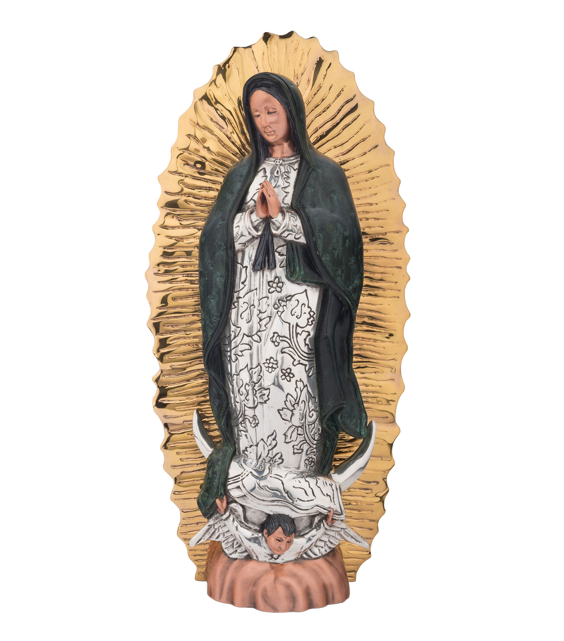 Escultura Virgen de Guadalupe en cobre