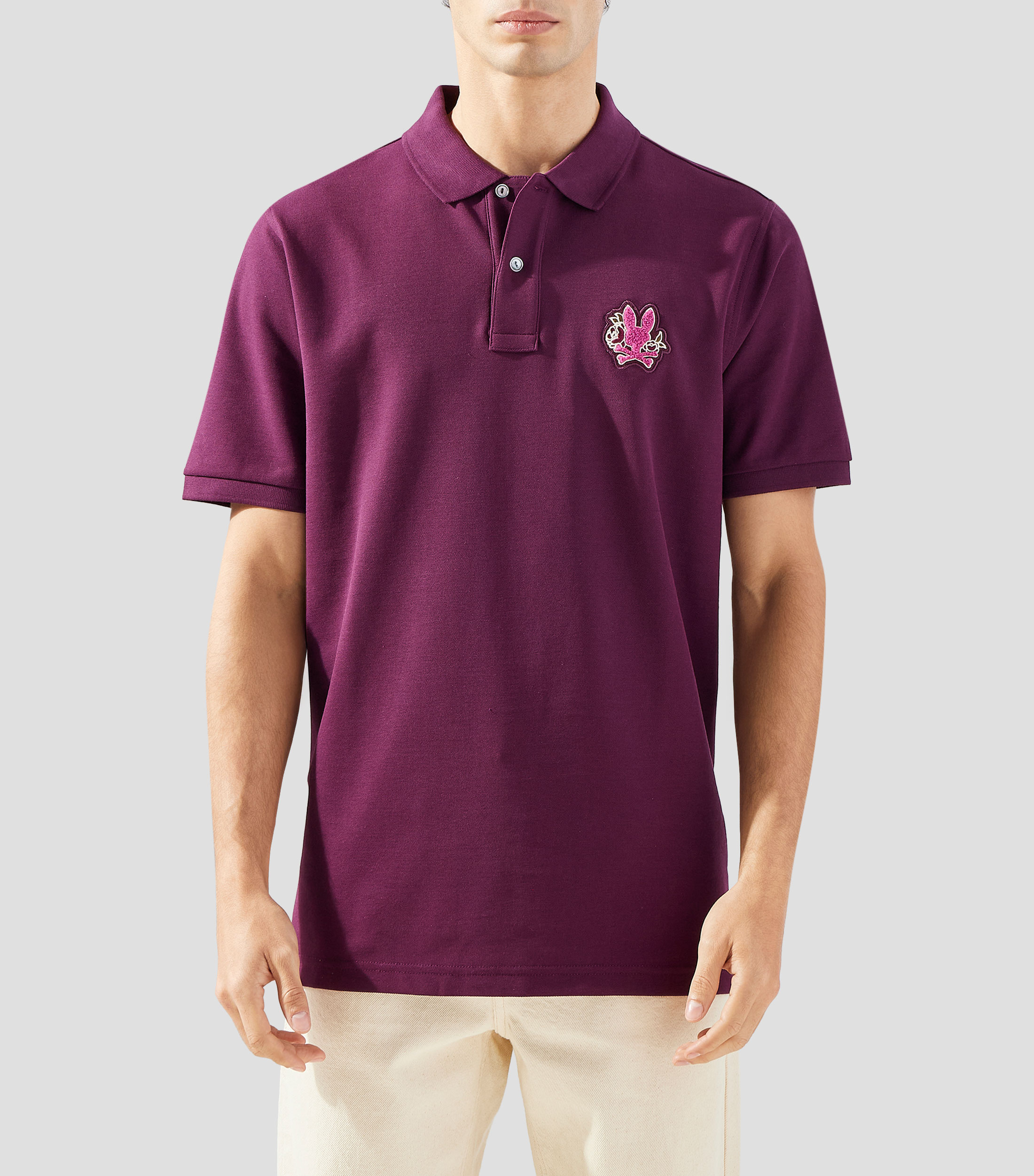 Playera tipo polo manga corta lisa Hombre