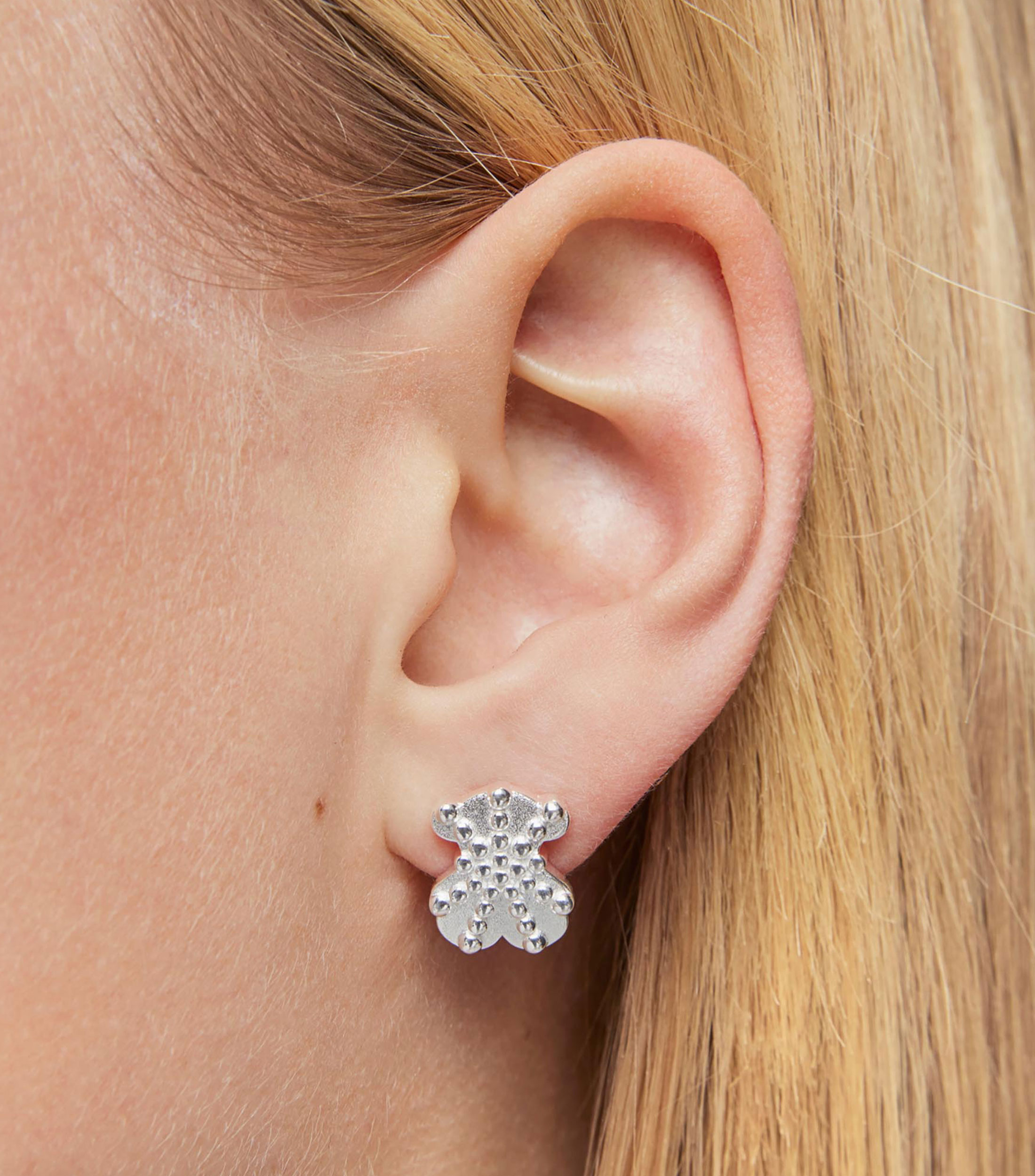 Pendientes Grain en plata osos Mujer
