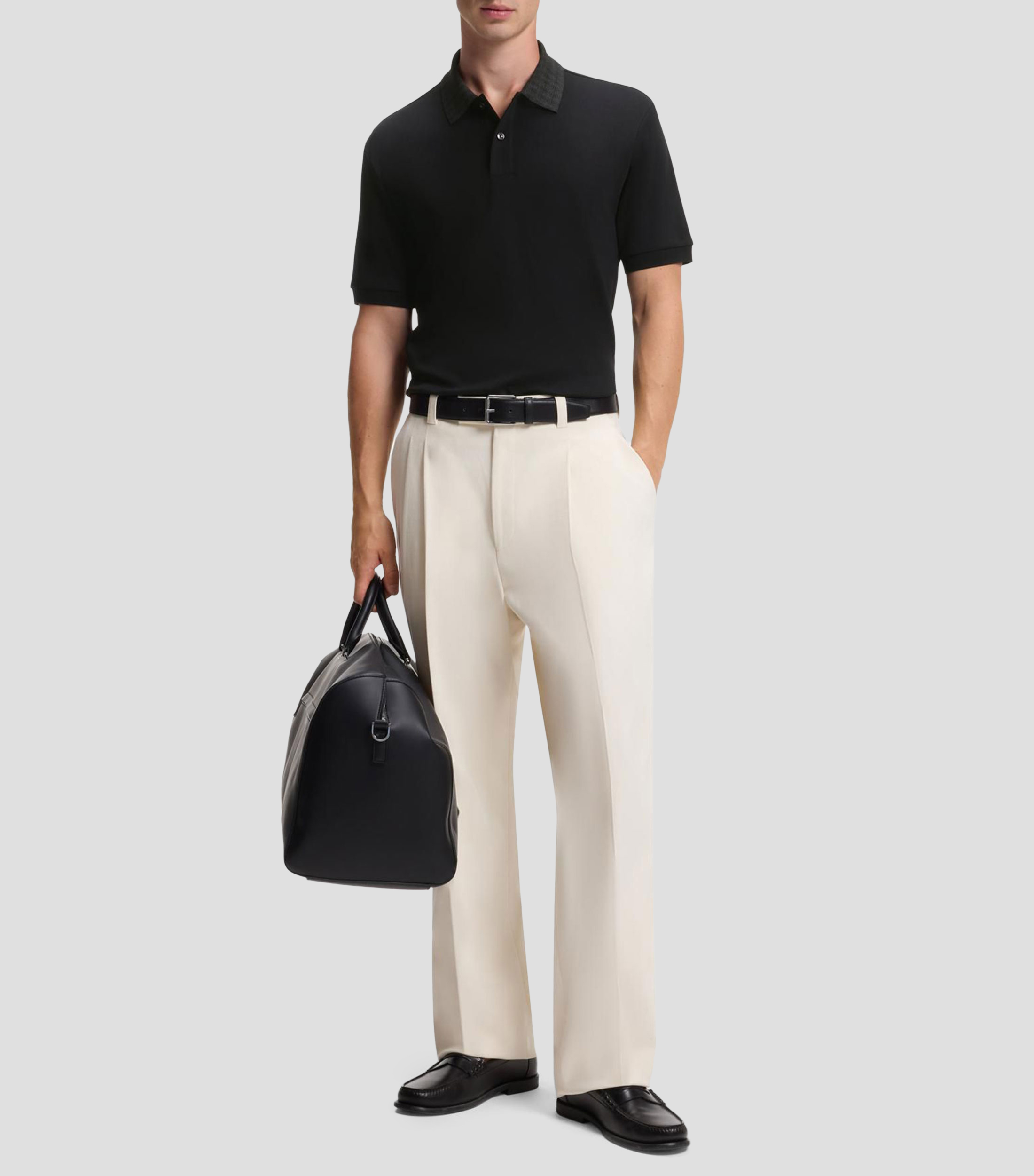 Playera tipo polo regular de algodón con cuello estampado Hombre