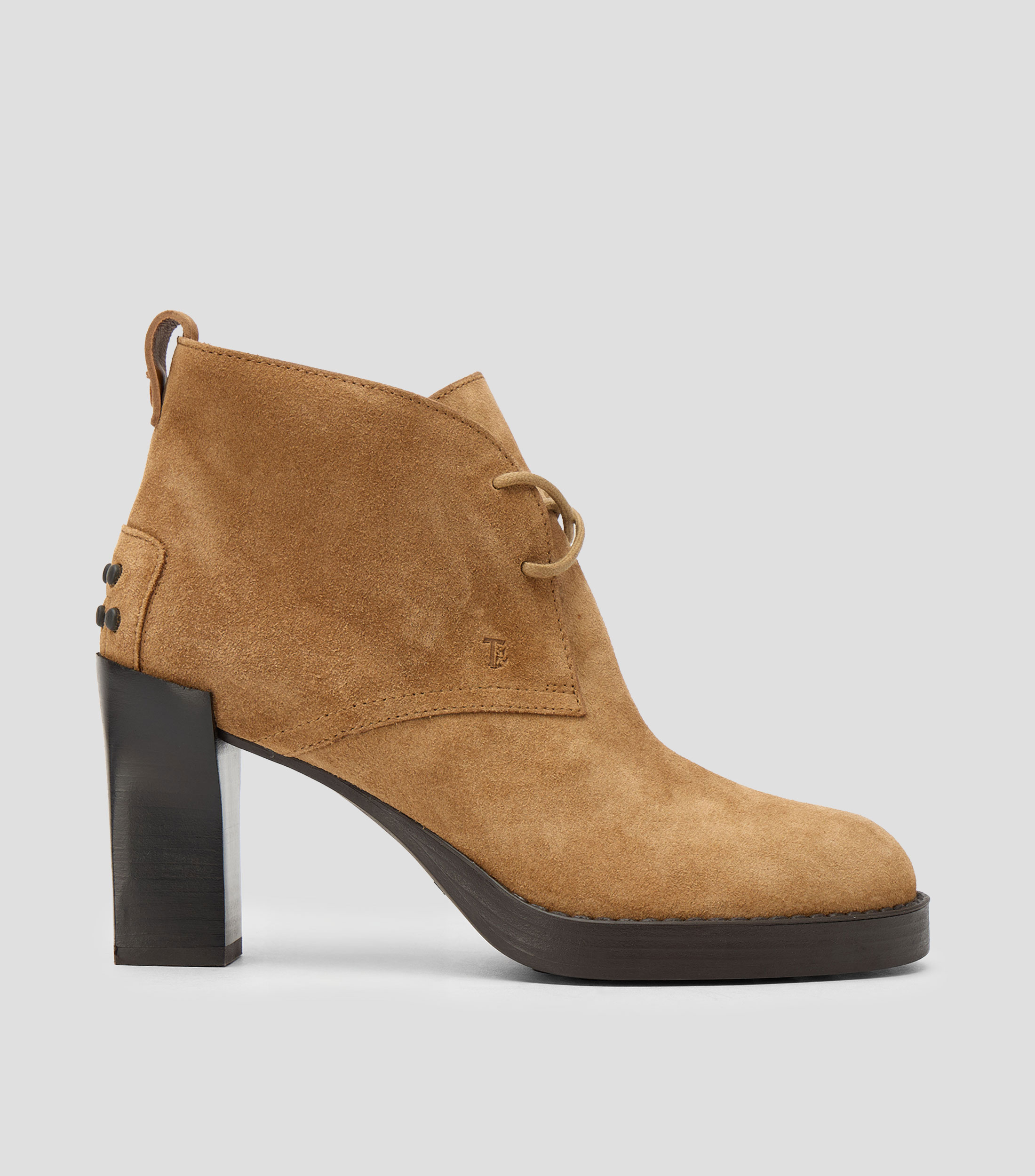 Botas vaqueras medias en piel con tacón alto ancho Mujer