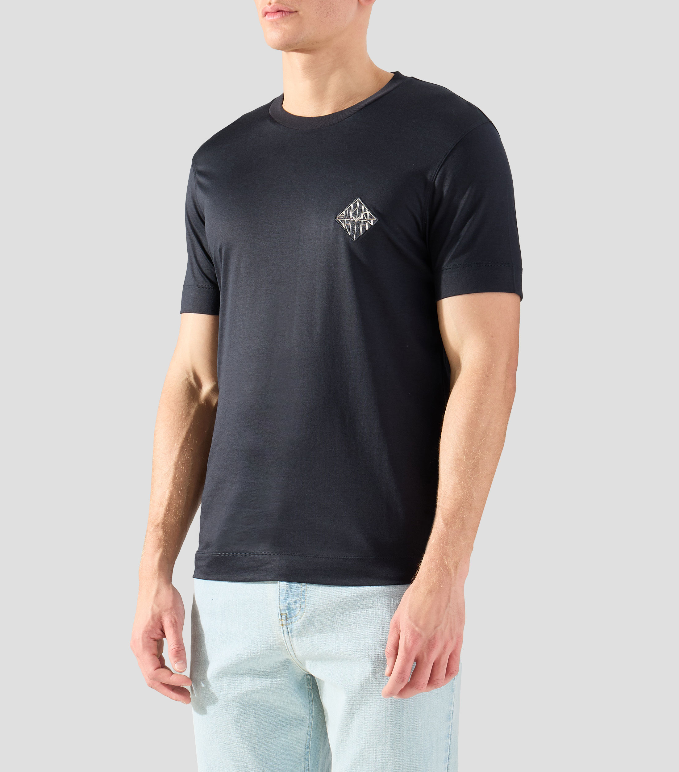 Playera de cuello redondo con manga corta lisa Hombre