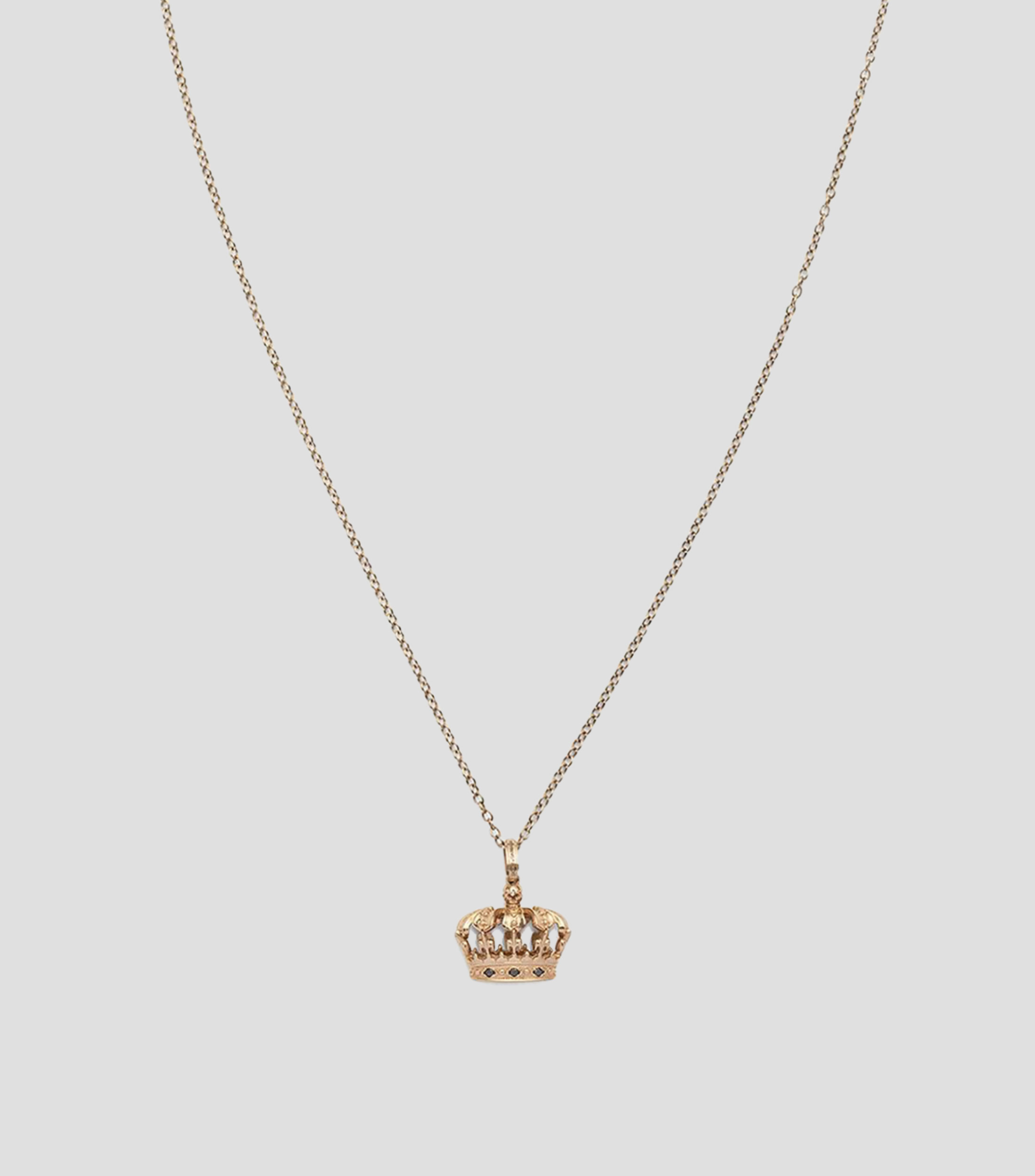 Collar con corona en Oro blanco de 18 Kilates con zafiros negros Royal Unisex