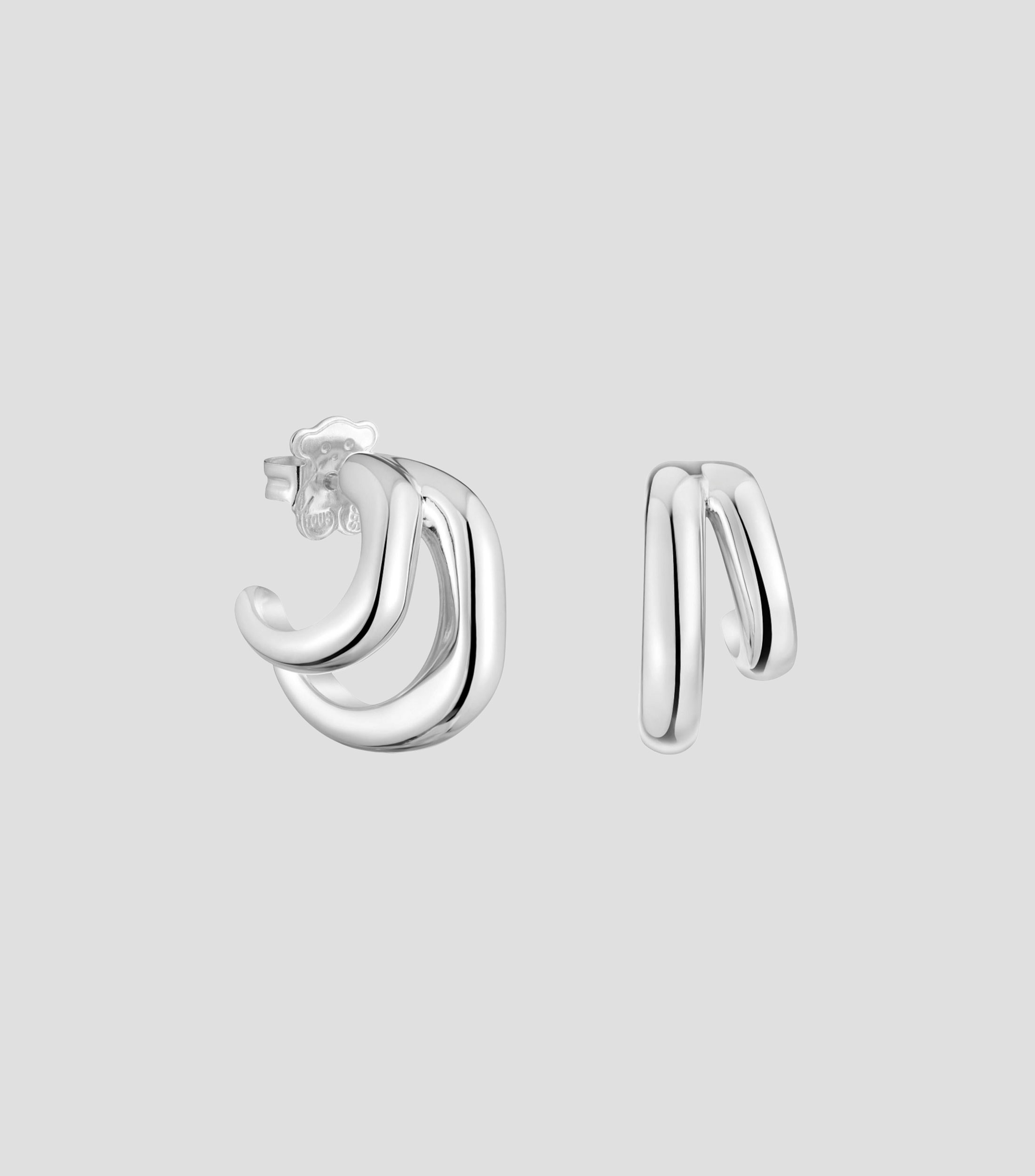 Aretes en plata de primera ley doble aro Mujer