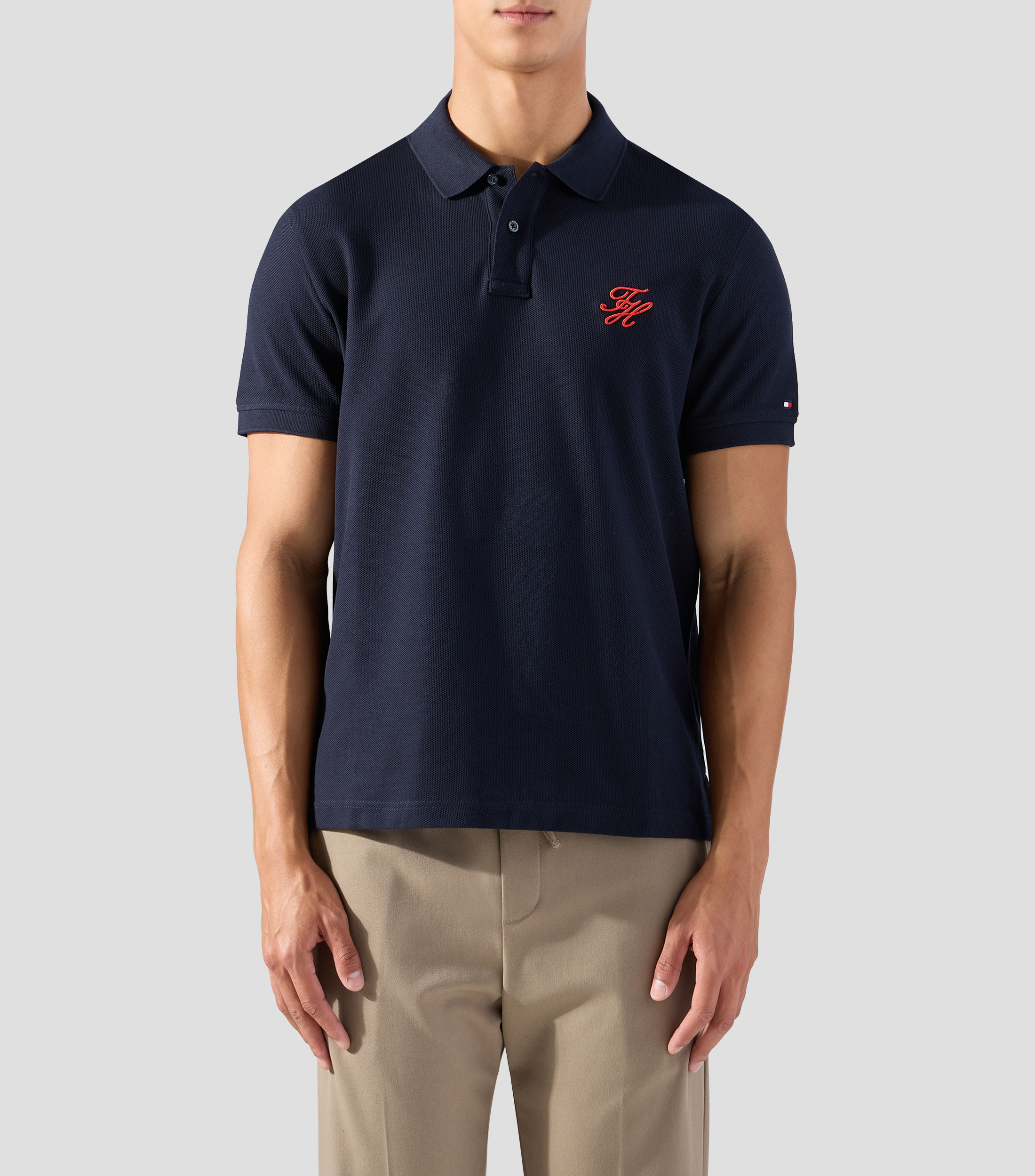 Playera tipo polo con manga corta lisa Hombre