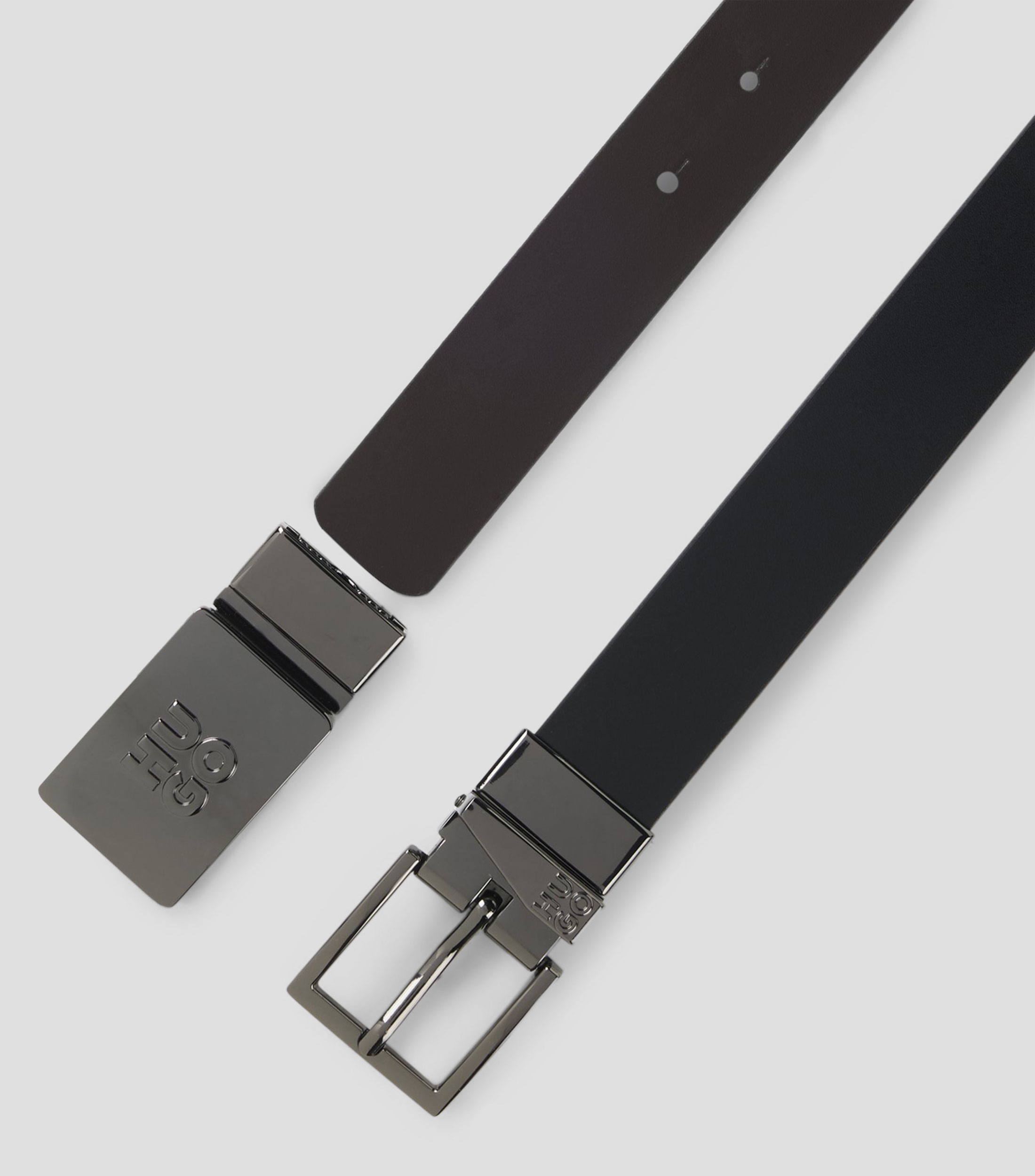 Cinturón reversible de piel italiana con hebillas intercambiables Hombre
