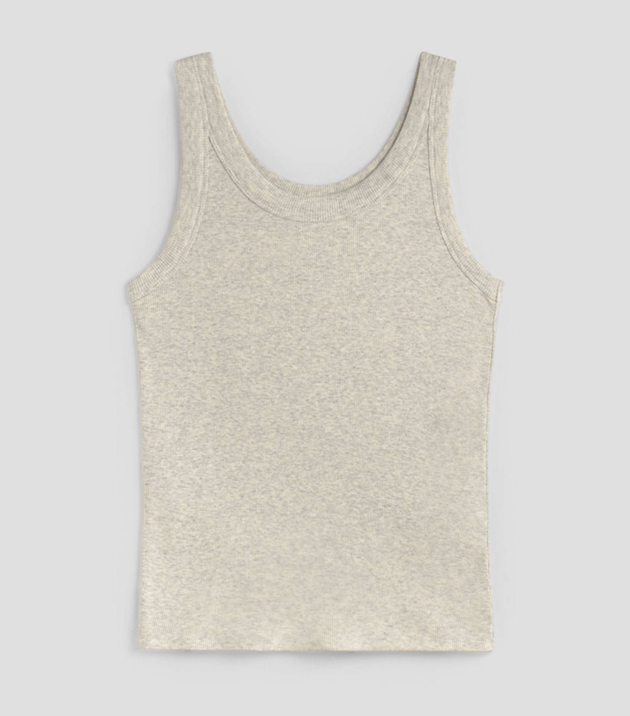 Playera cuello redondo sin mangas jaspeada Mujer