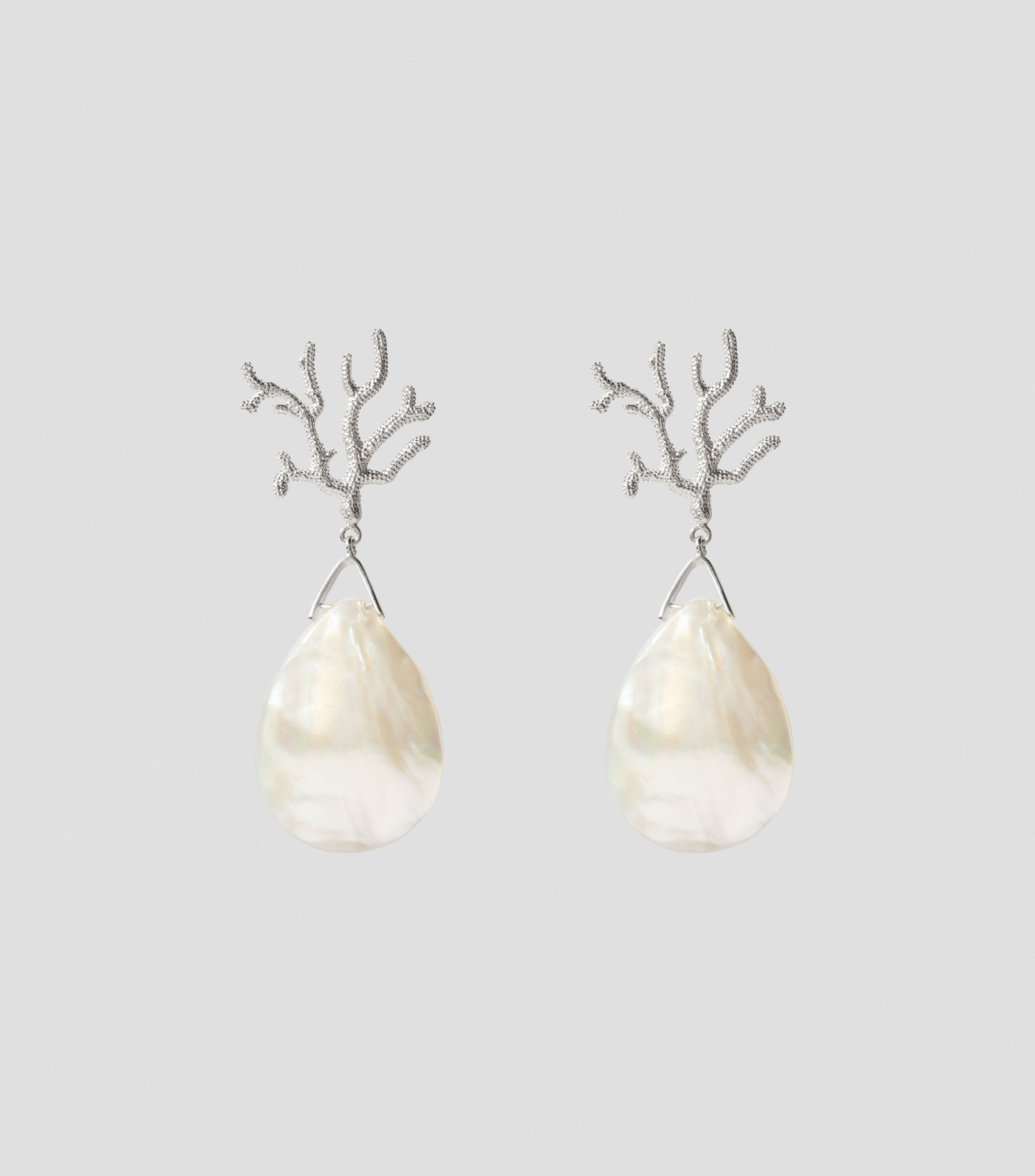 Aretes en plata coral y madre perla Mujer